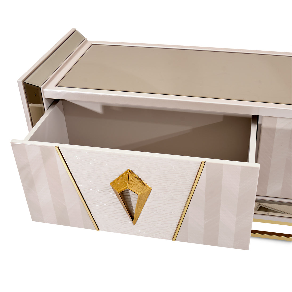 Carmela Shimmer Ivory Media Cabinet - Ornate Home