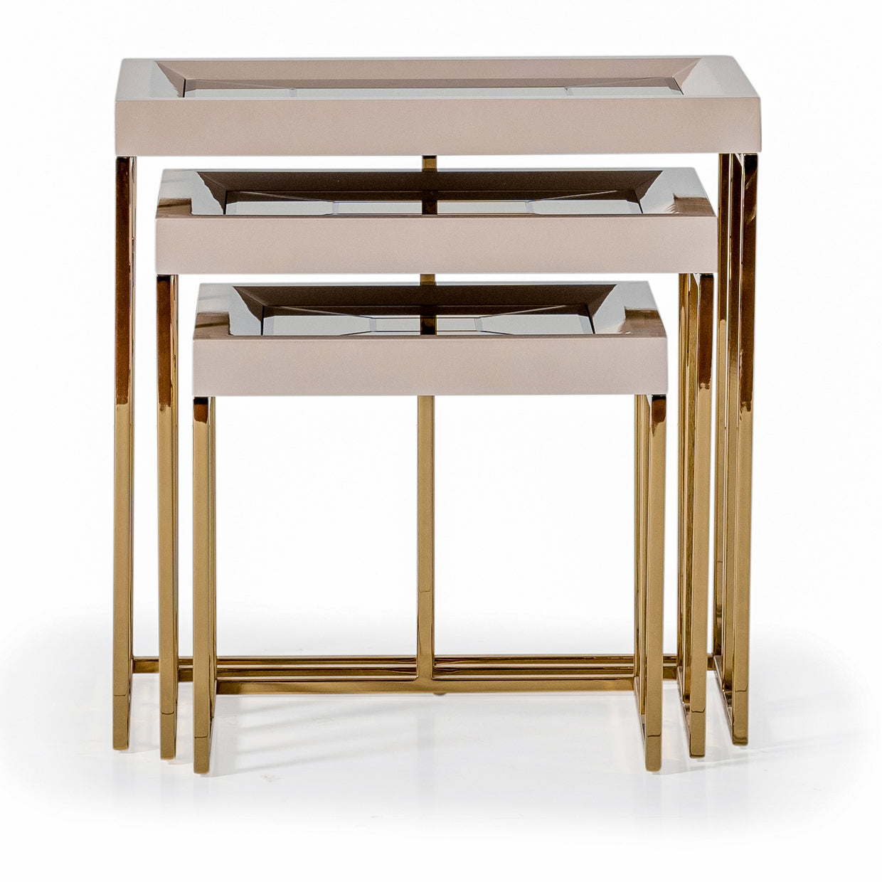 Carmela Shimmer Ivory Nesting Tables (Set of 3) - Ornate Home