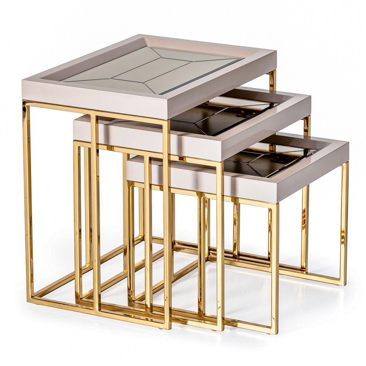 Carmela Shimmer Ivory Nesting Tables (Set of 3) - Ornate Home