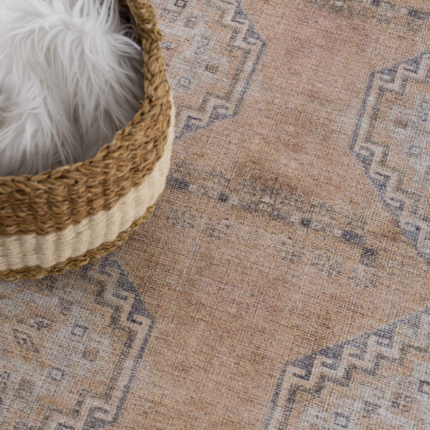 Carrabelle Peach Washable Area Rug - Clearance - Ornate Home