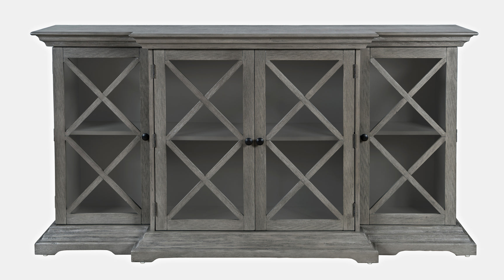 Carrington Grey Large Breakfront Cabinet - Ornate Home