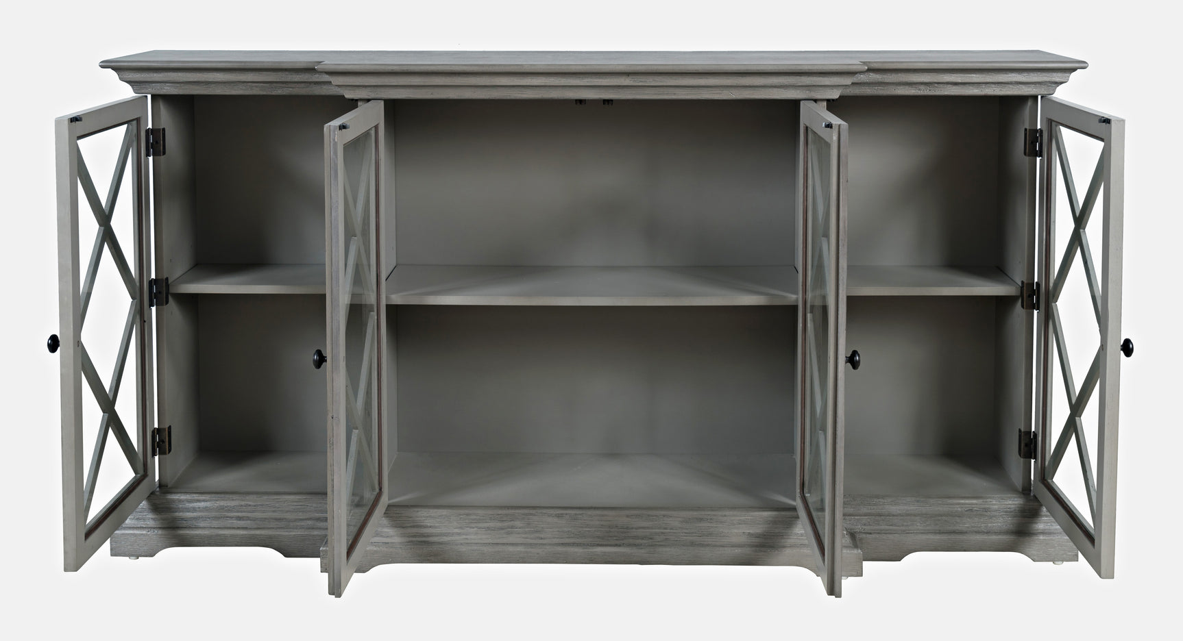 Carrington Grey Large Breakfront Cabinet - Ornate Home