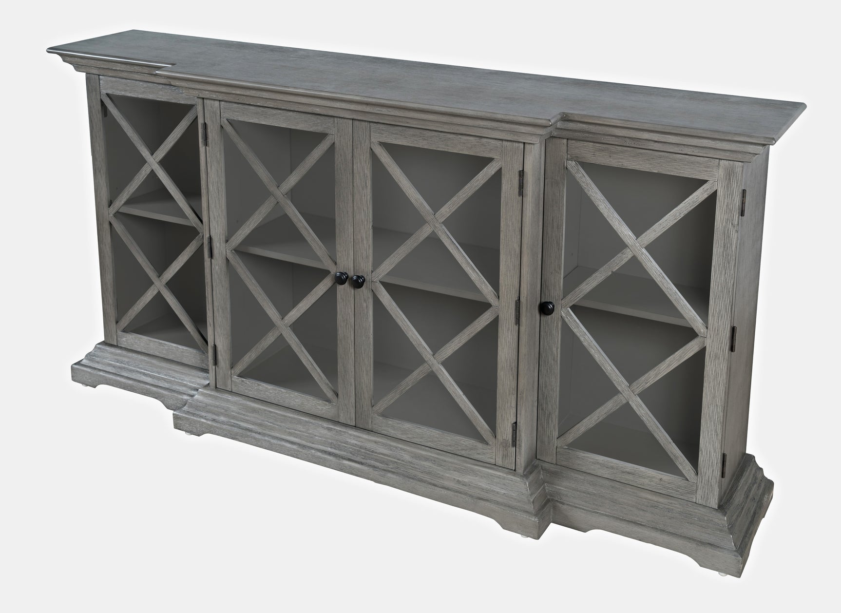 Carrington Grey Large Breakfront Cabinet - Ornate Home