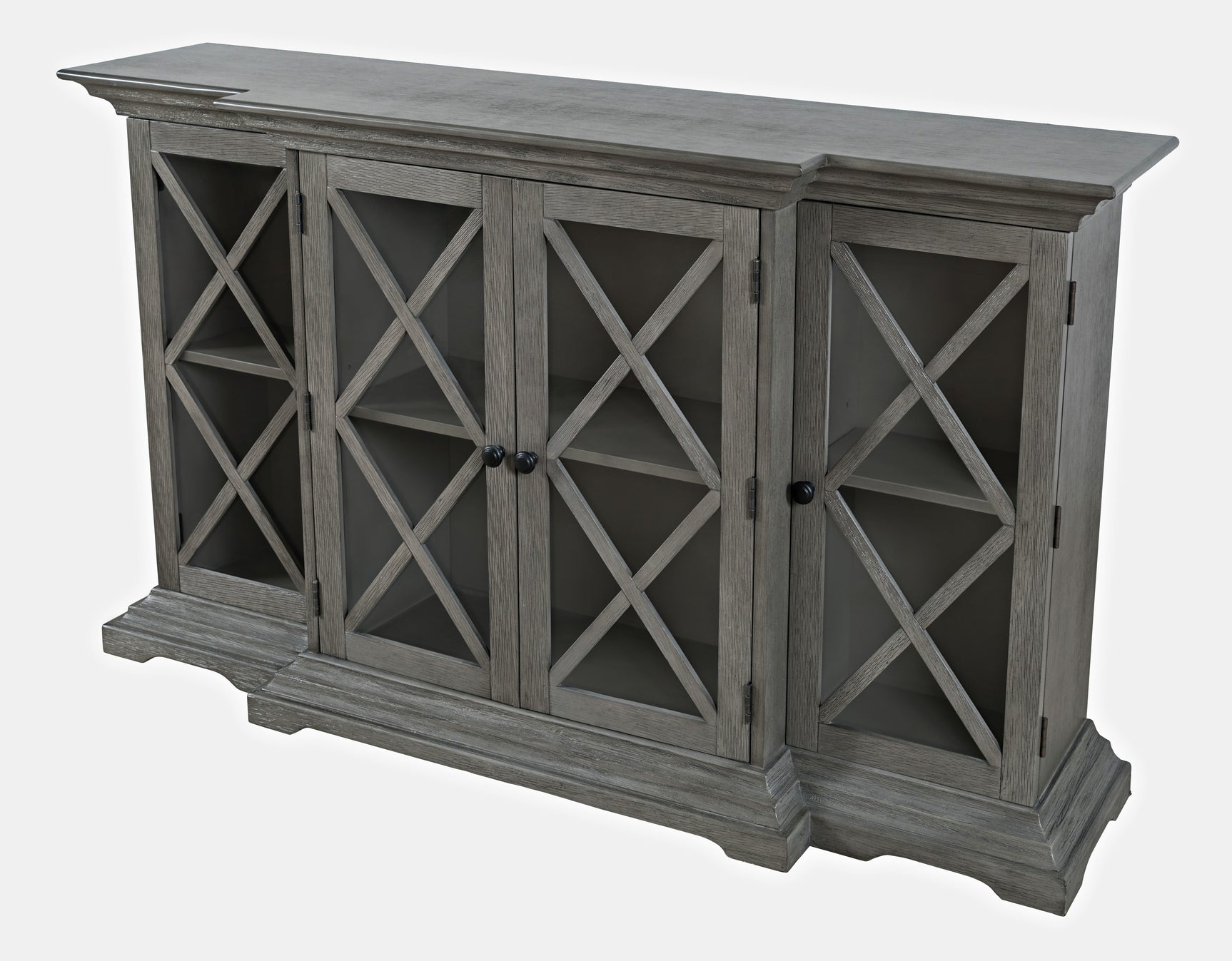Carrington Grey Small Breakfront Cabinet - Ornate Home