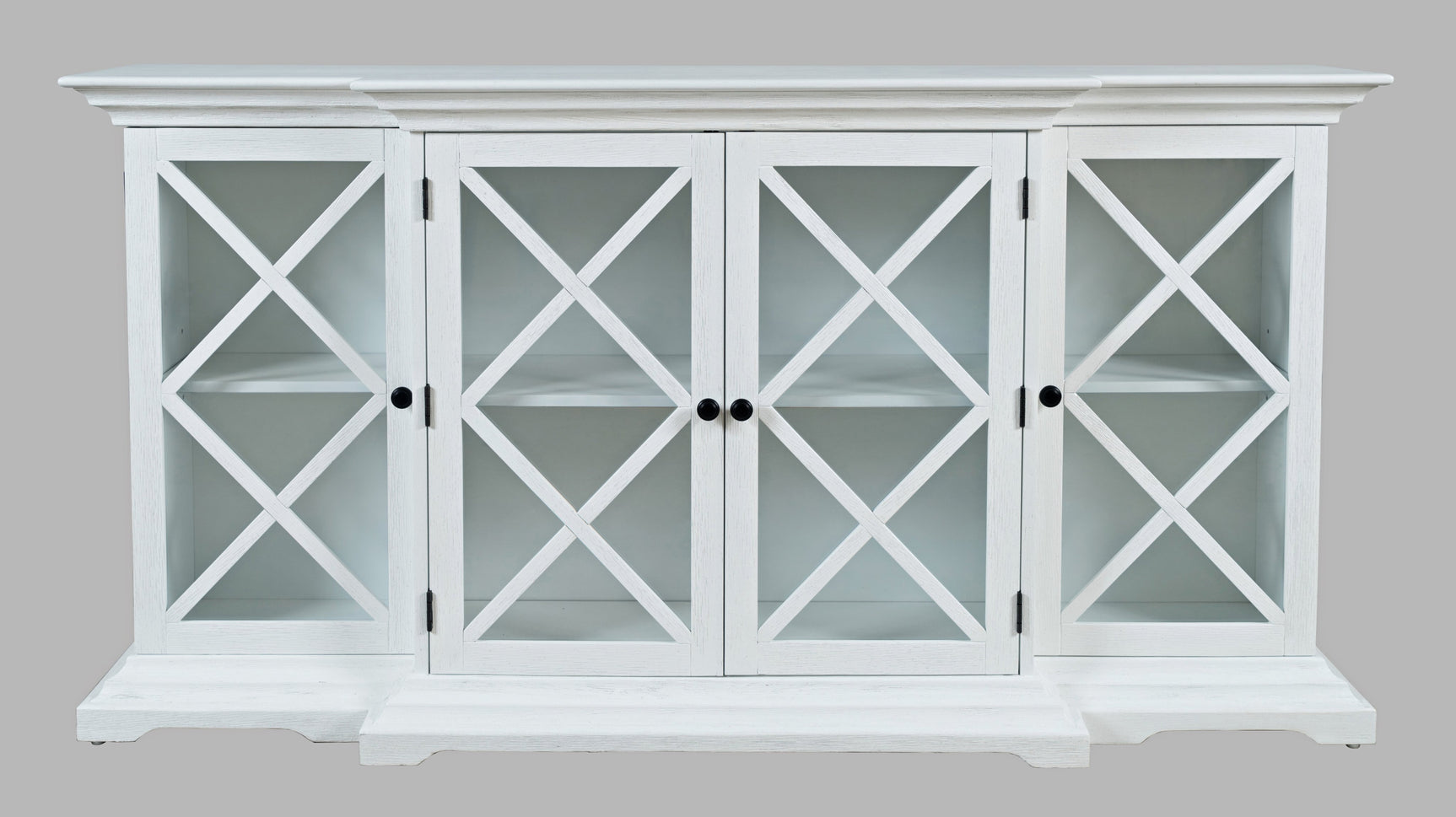 Carrington White Large Breakfront Cabinet - Ornate Home