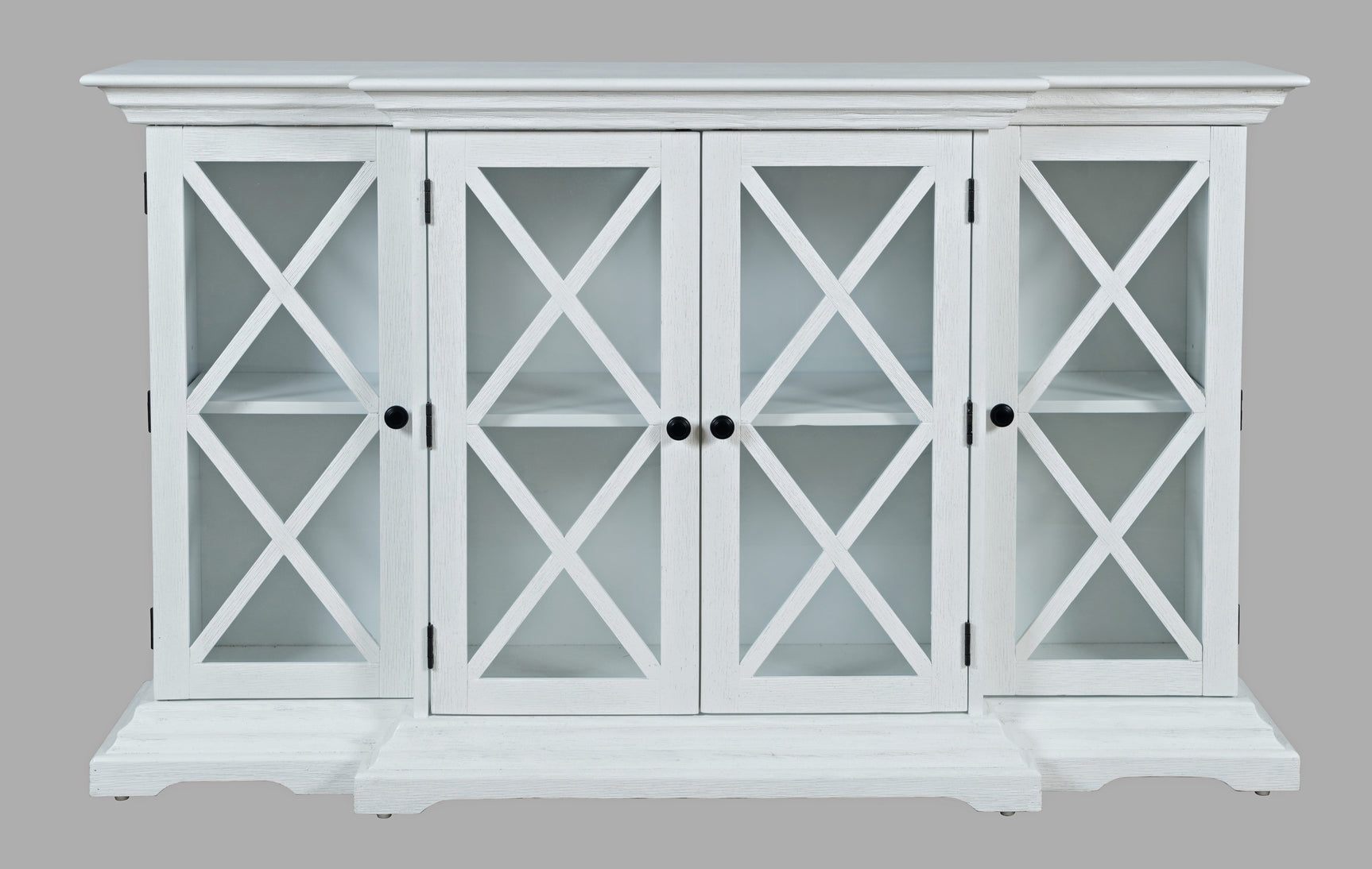 Carrington White Small Breakfront Cabinet - Ornate Home