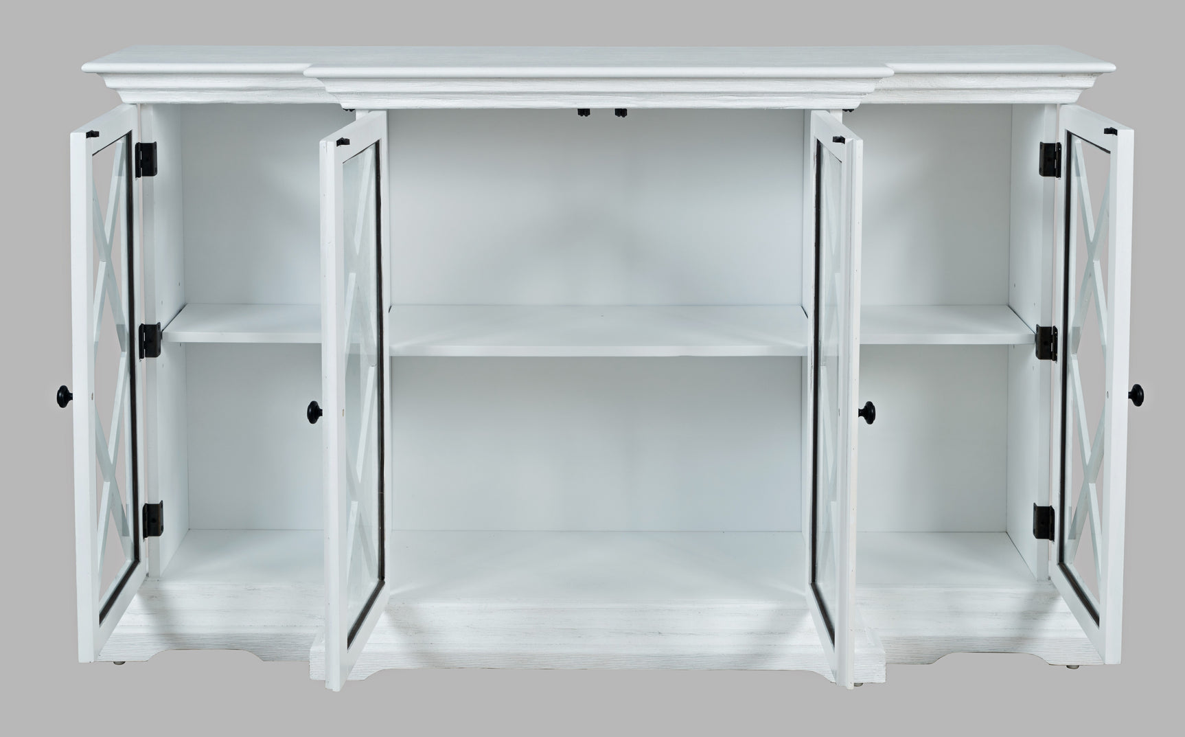 Carrington White Small Breakfront Cabinet - Ornate Home