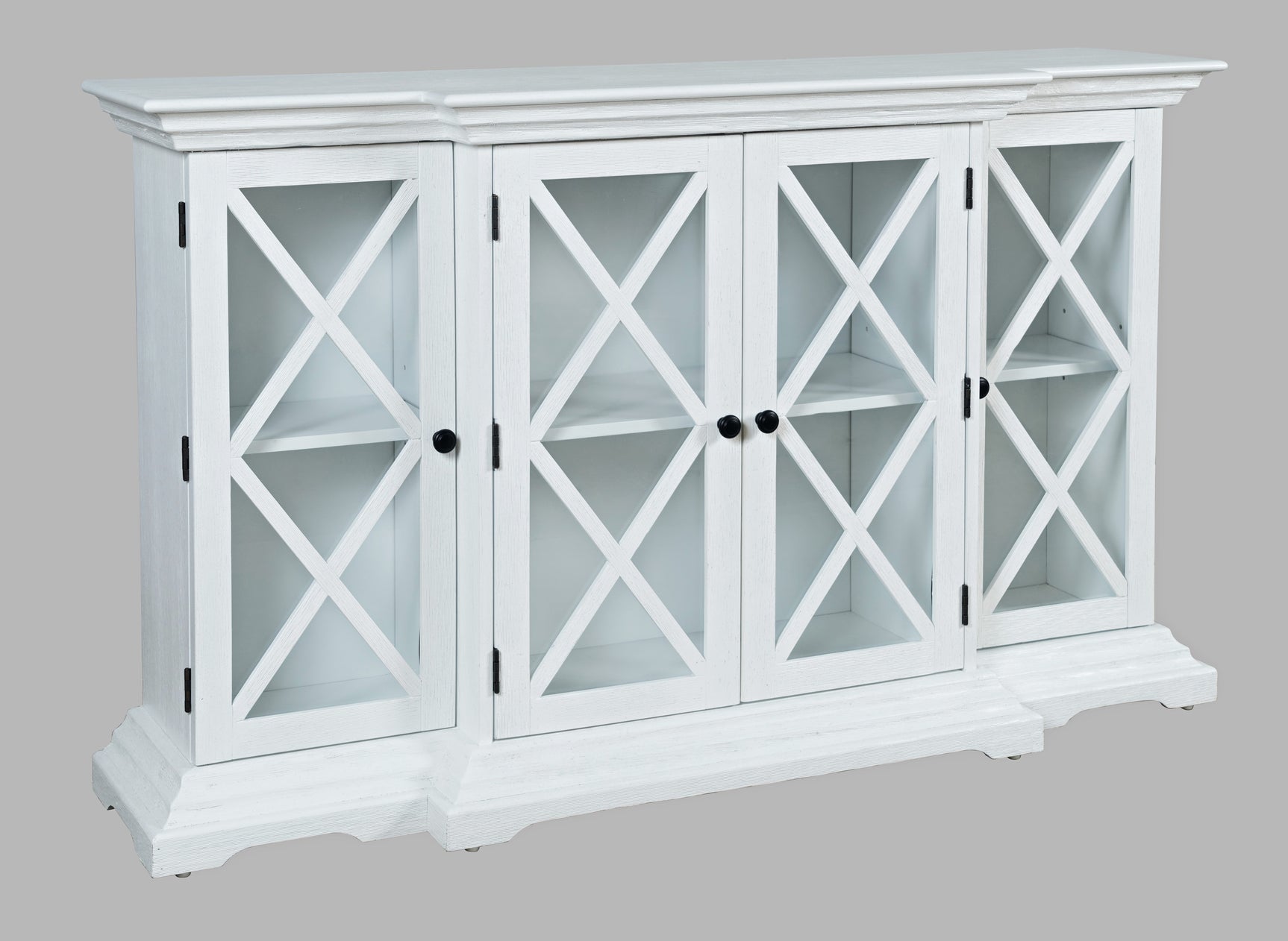 Carrington White Small Breakfront Cabinet - Ornate Home