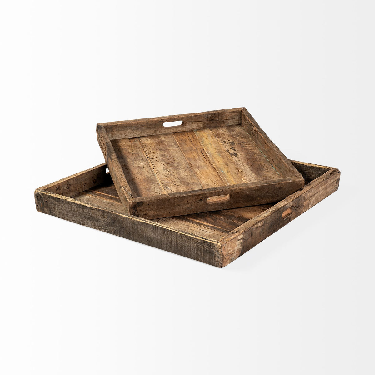 Carson Brown Large Reclaimed Wood Tray - Ornate Home