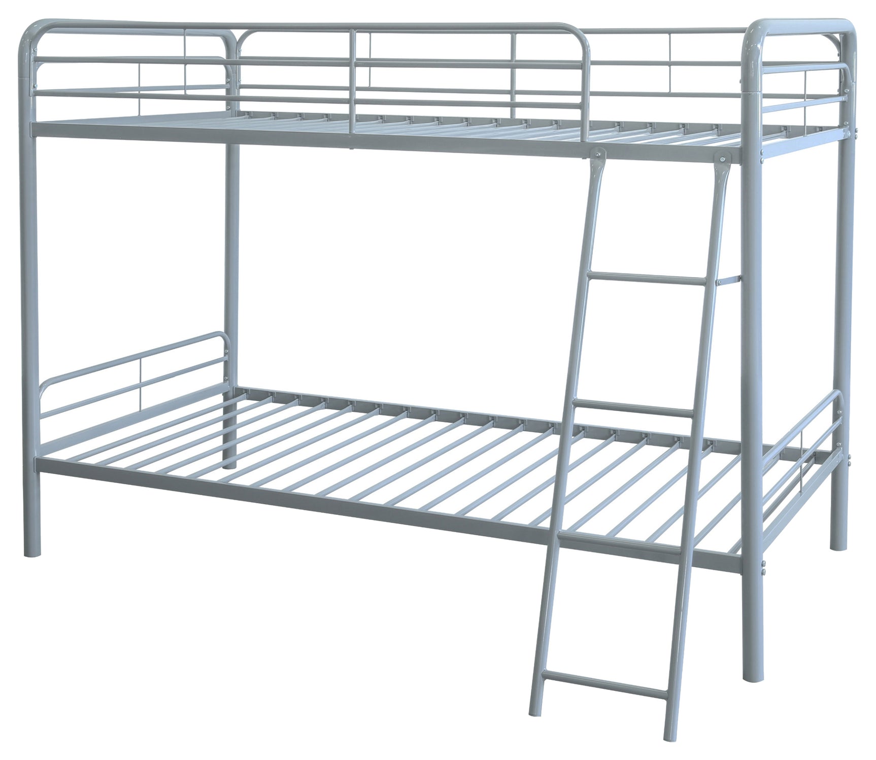 Carson Glossy Silver Metal Twin Over Twin Bunk Bed - Ornate Home