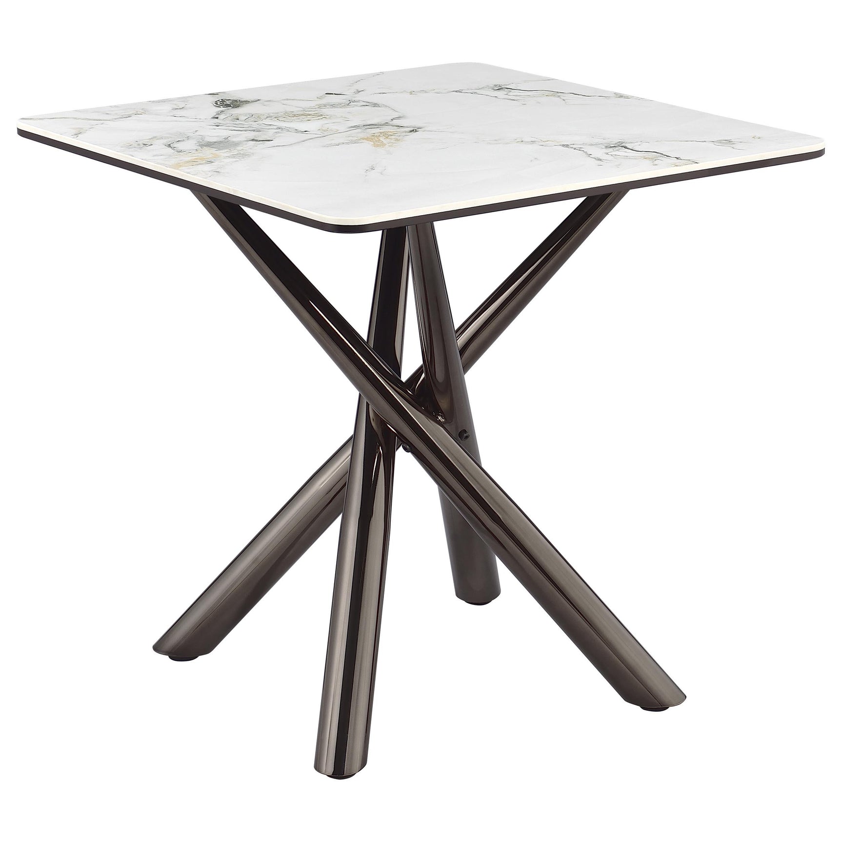 Carvell Mirage White Square Sintered Stone End Side Table - Ornate Home
