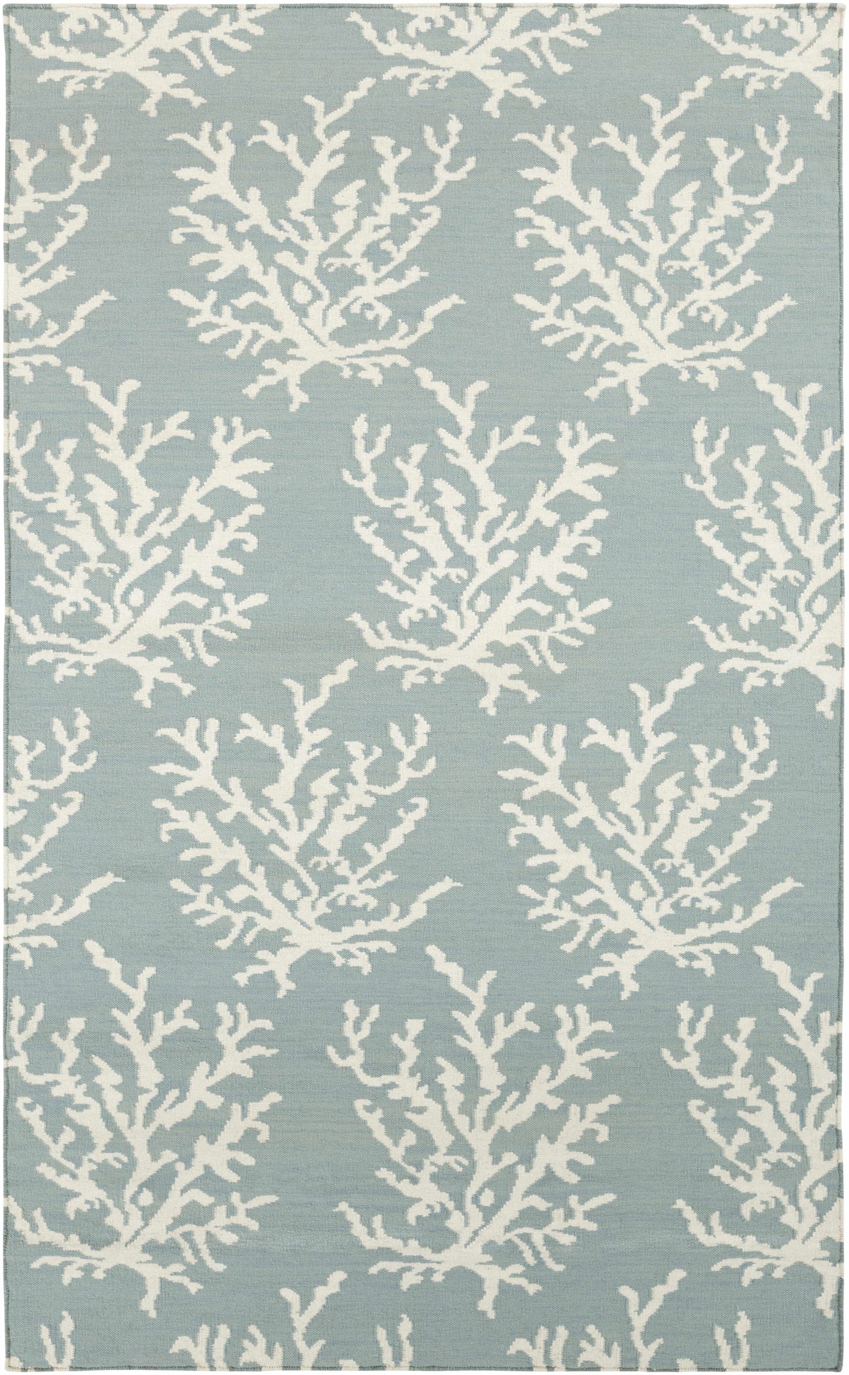 Carversville Ice Blue Botanical Wool Rug - Clearance - Ornate Home