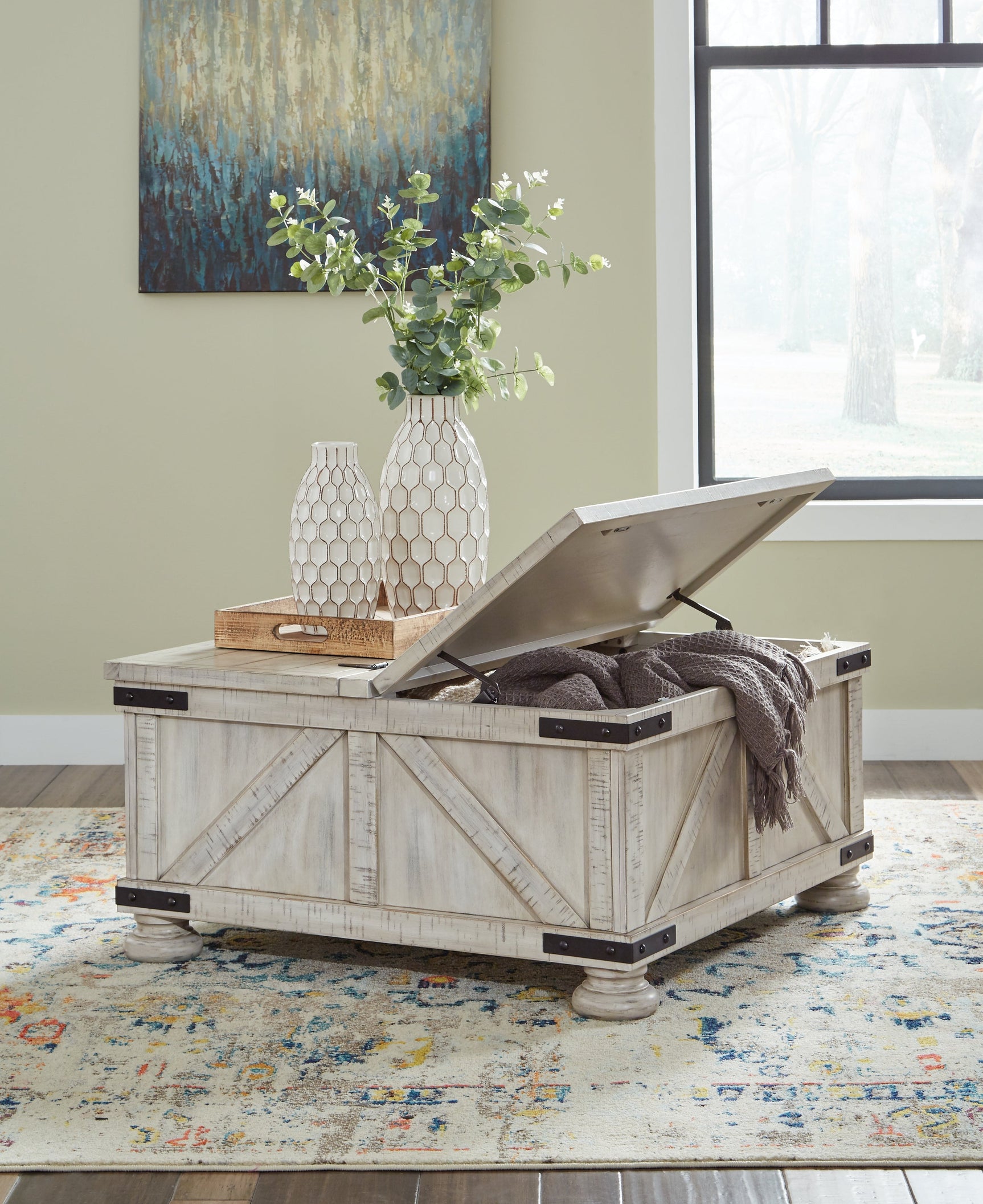 Carynhurst Whitewash Coffee Table - Ornate Home