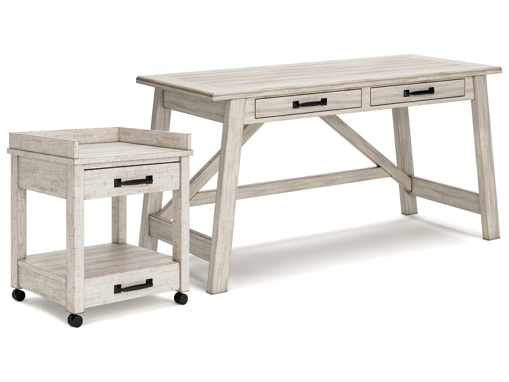 Carynhurst Whitewash Home Office Desk and Printer Stand - Ornate Home