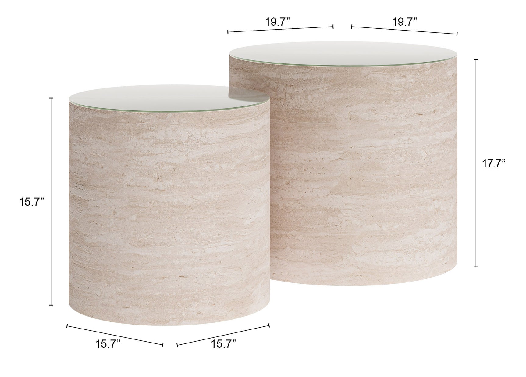 Carzo Stone Beige Coffee Table Set (2-Piece)
