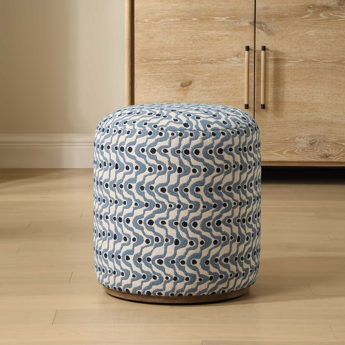 Cas Blue Fabric Ottoman - Ornate Home