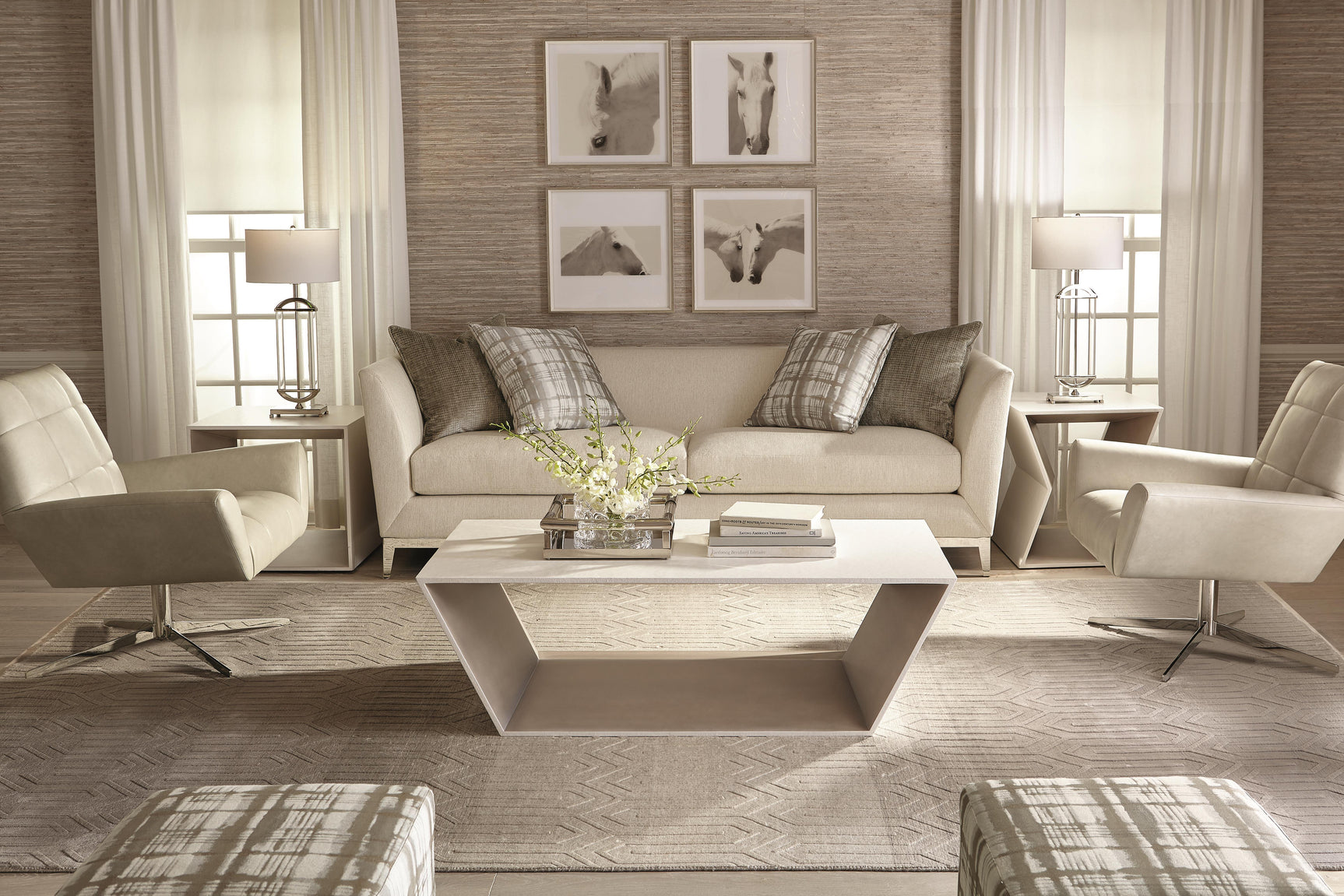 Casale Blue Fabric Ottoman - Ornate Home