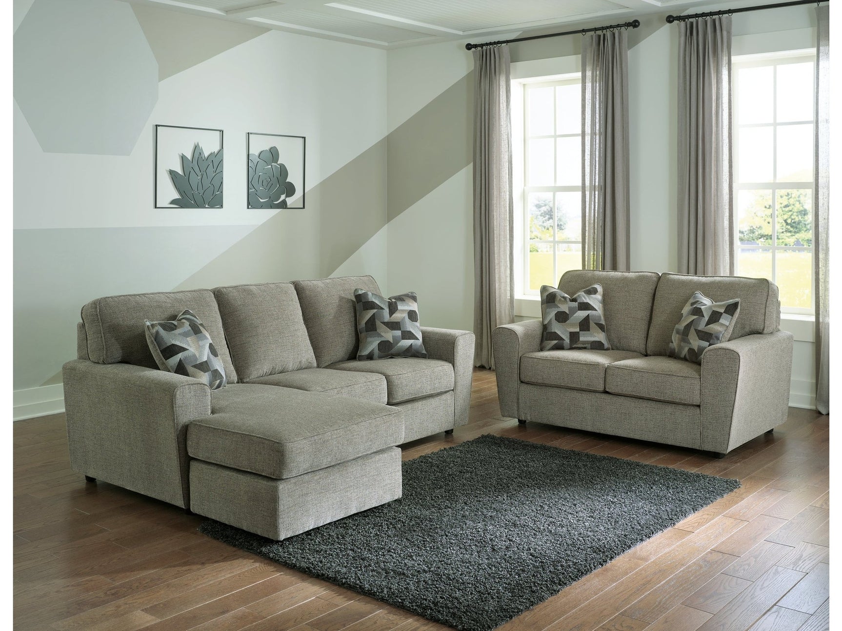 Cascilla Pewter Sofa Chaise and Loveseat - Ornate Home