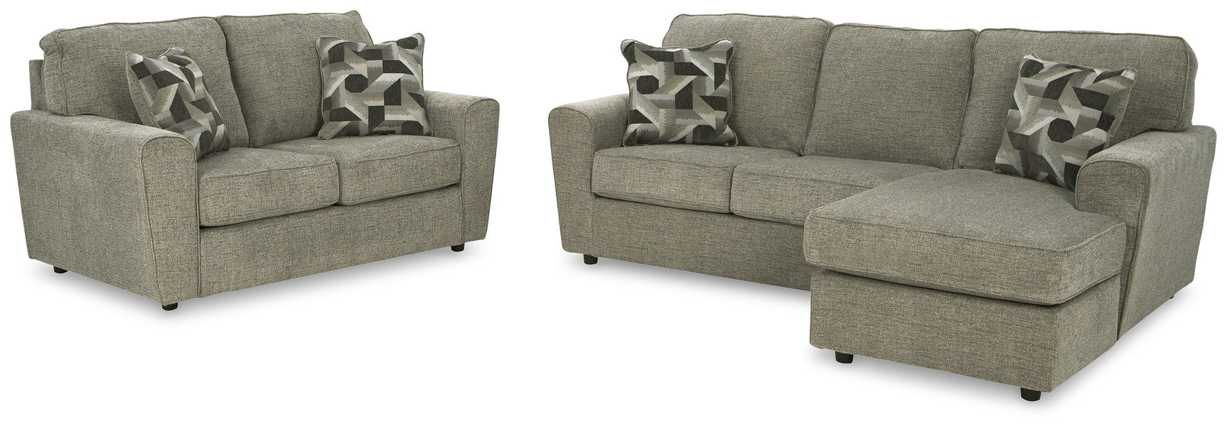Cascilla Pewter Sofa Chaise and Loveseat - Ornate Home