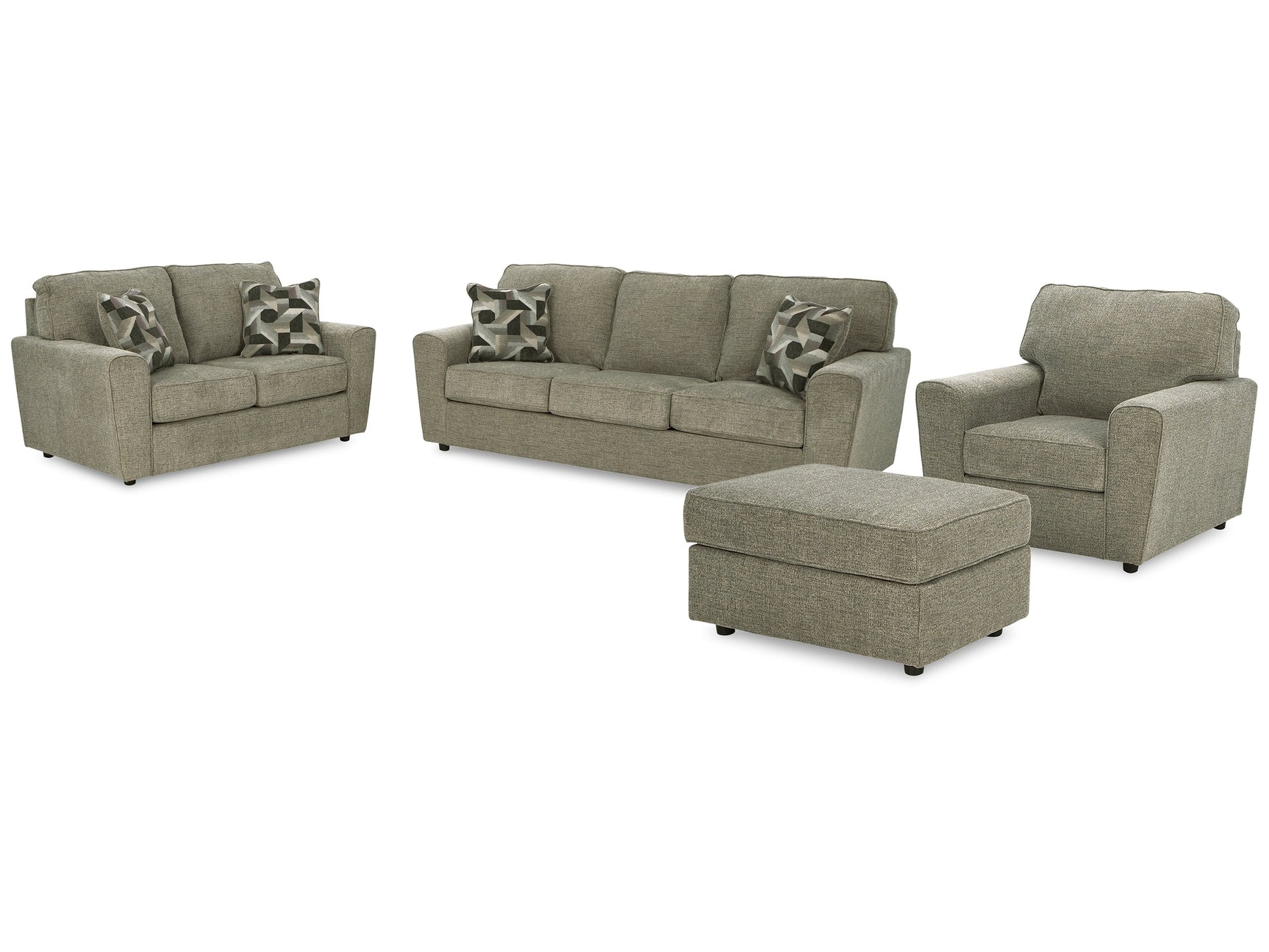 Cascilla Pewter Sofa, Loveseat, Chair and Ottoman - Ornate Home