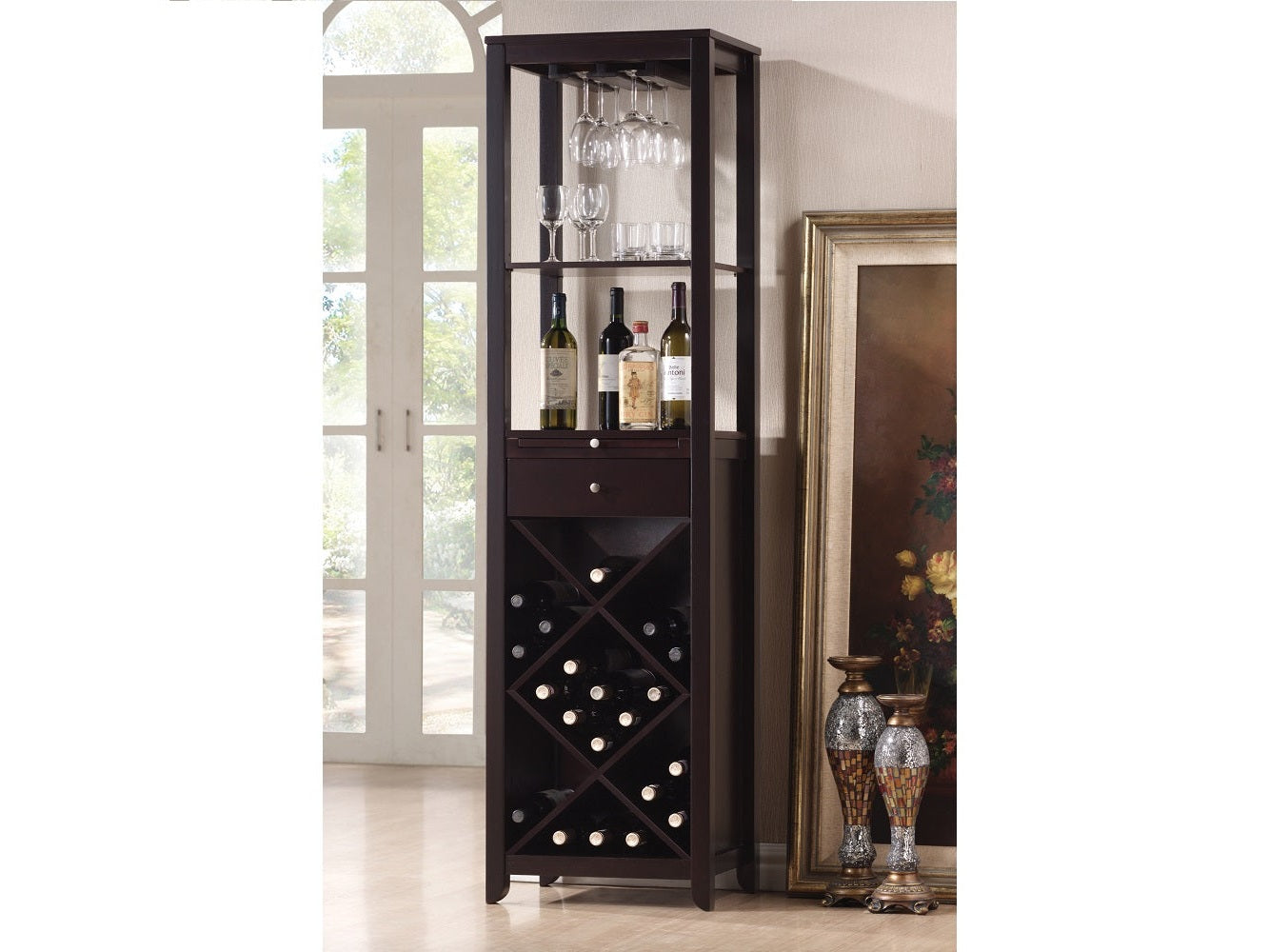Casey Wenge Wine Cabinet - Ornate Home