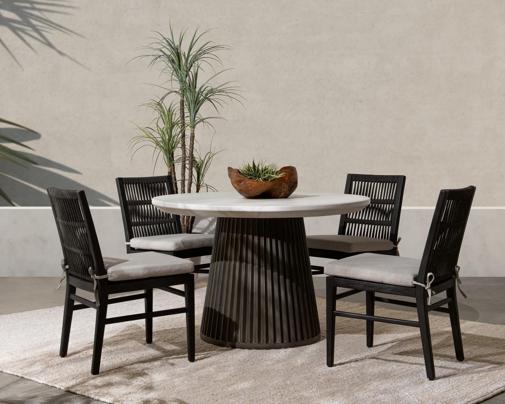 Caspia Snowdrift White/Black Outdoor Dining Table - Ornate Home