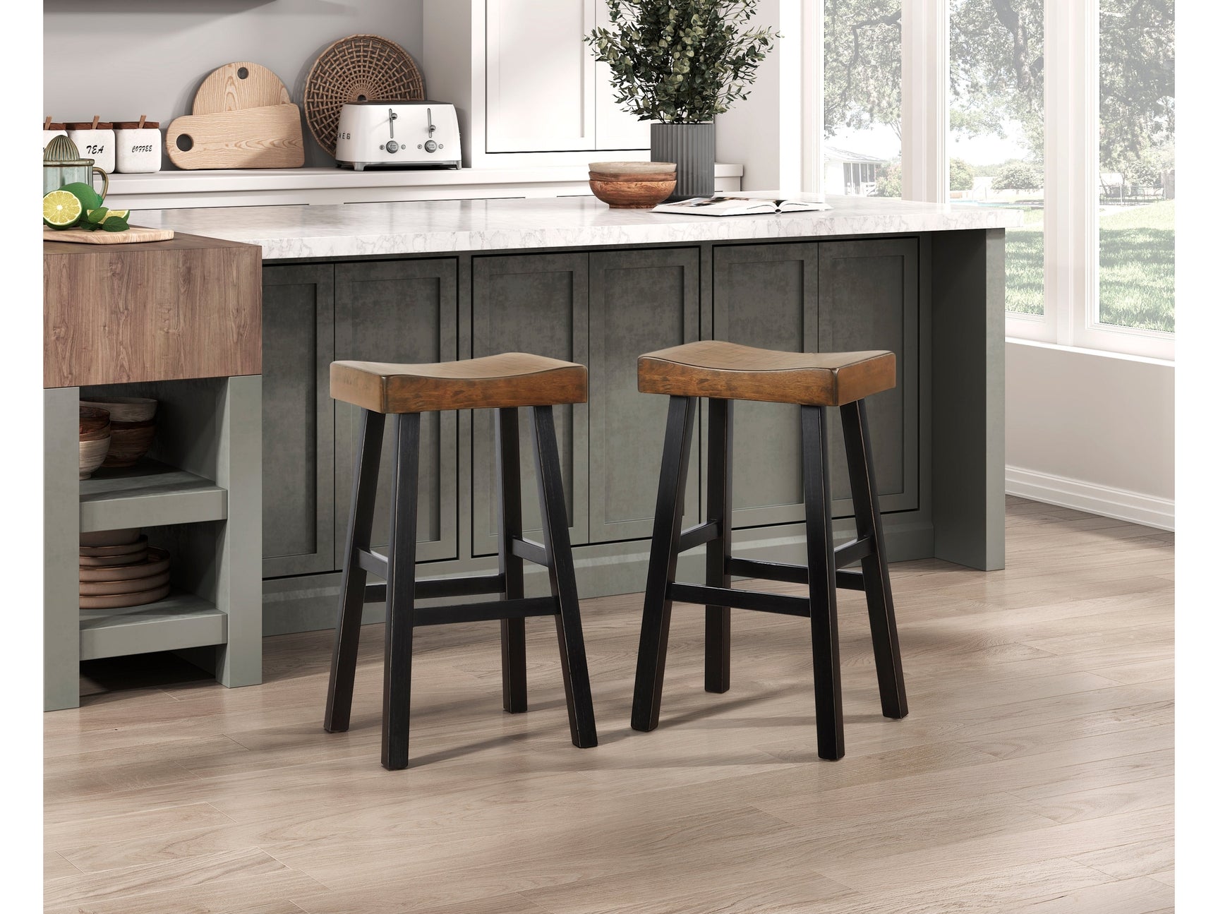 Caspian Black/Brown Pub Height Stool - Ornate Home