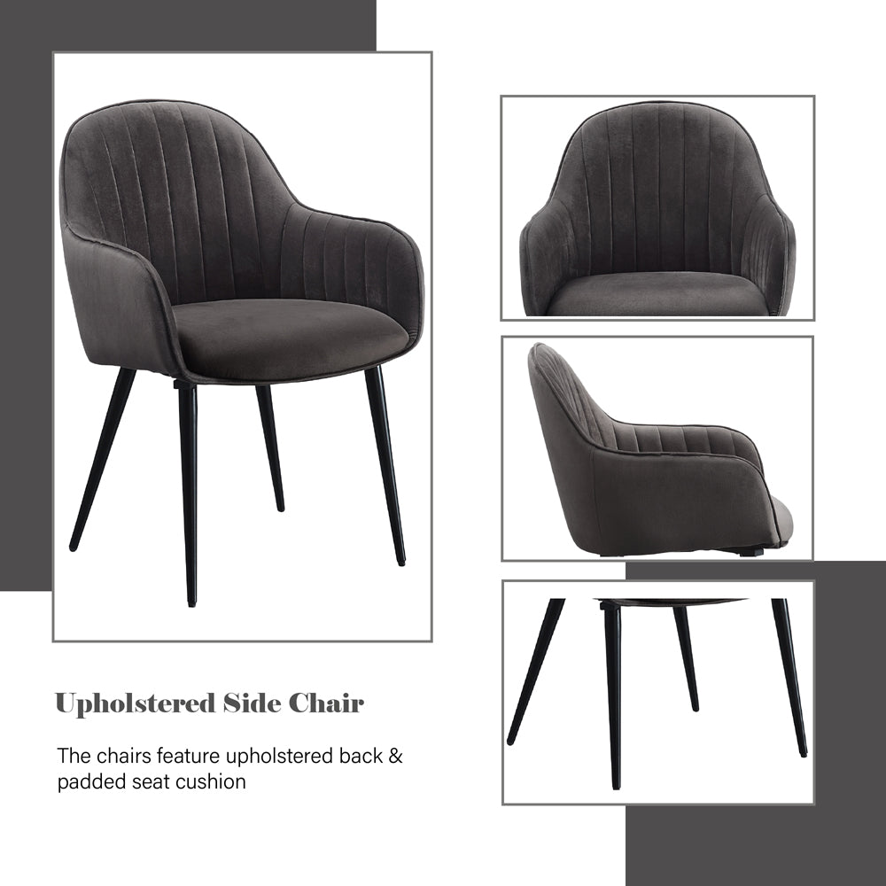 Caspian Dark Gray Fabric & Black Dining Chair (Set of 2) - Ornate Home