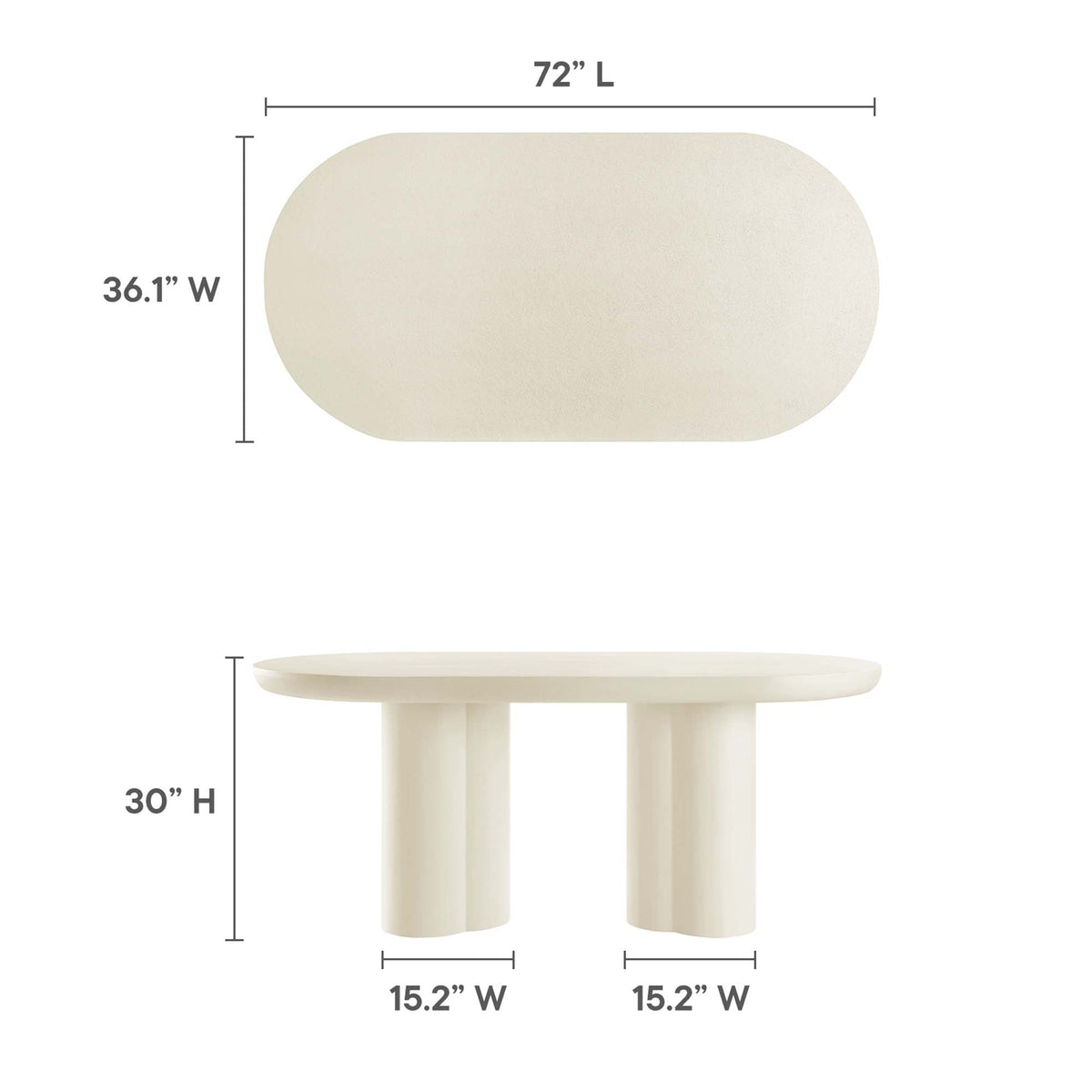 Caspian White 72" Oval Concrete Dining Table - Ornate Home