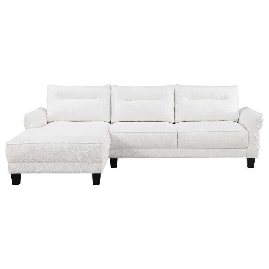 Caspian White & Black Upholstered Curved Arms Sectional Sofa - Ornate Home