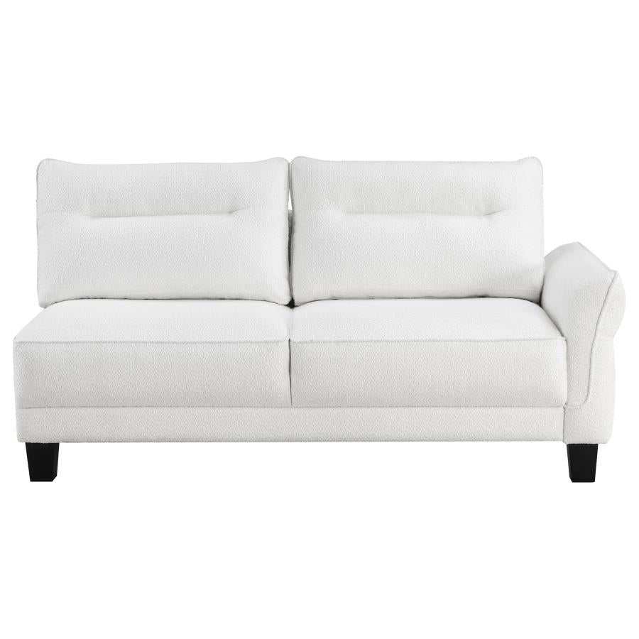Caspian White & Black Upholstered Curved Arms Sectional Sofa - Ornate Home