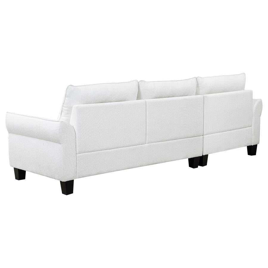 Caspian White & Black Upholstered Curved Arms Sectional Sofa - Ornate Home