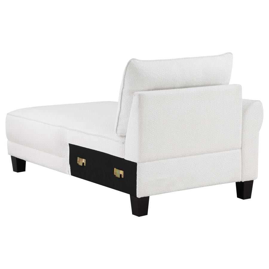 Caspian White & Black Upholstered Curved Arms Sectional Sofa - Ornate Home