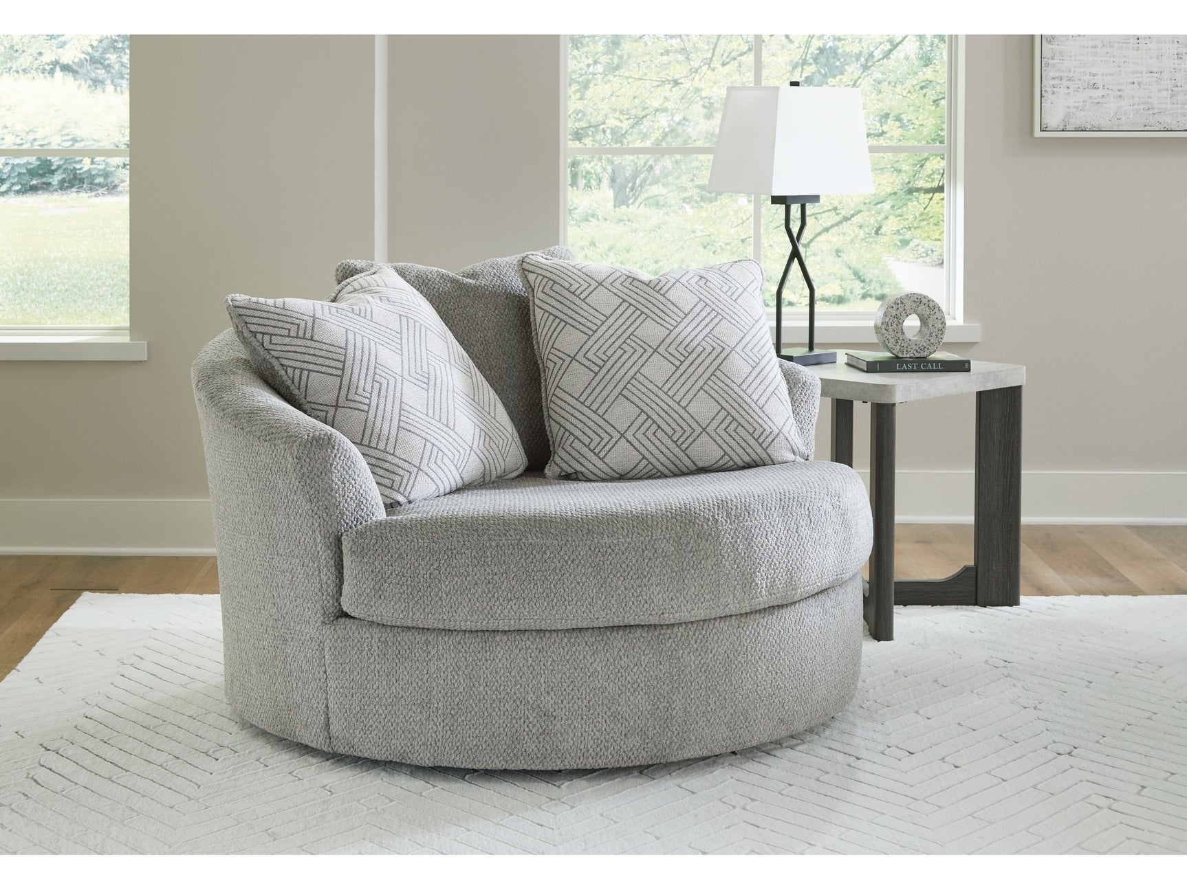 Casselbury Cement Oversized Swivel Accent Chair (Online Special Price) - Ornate Home