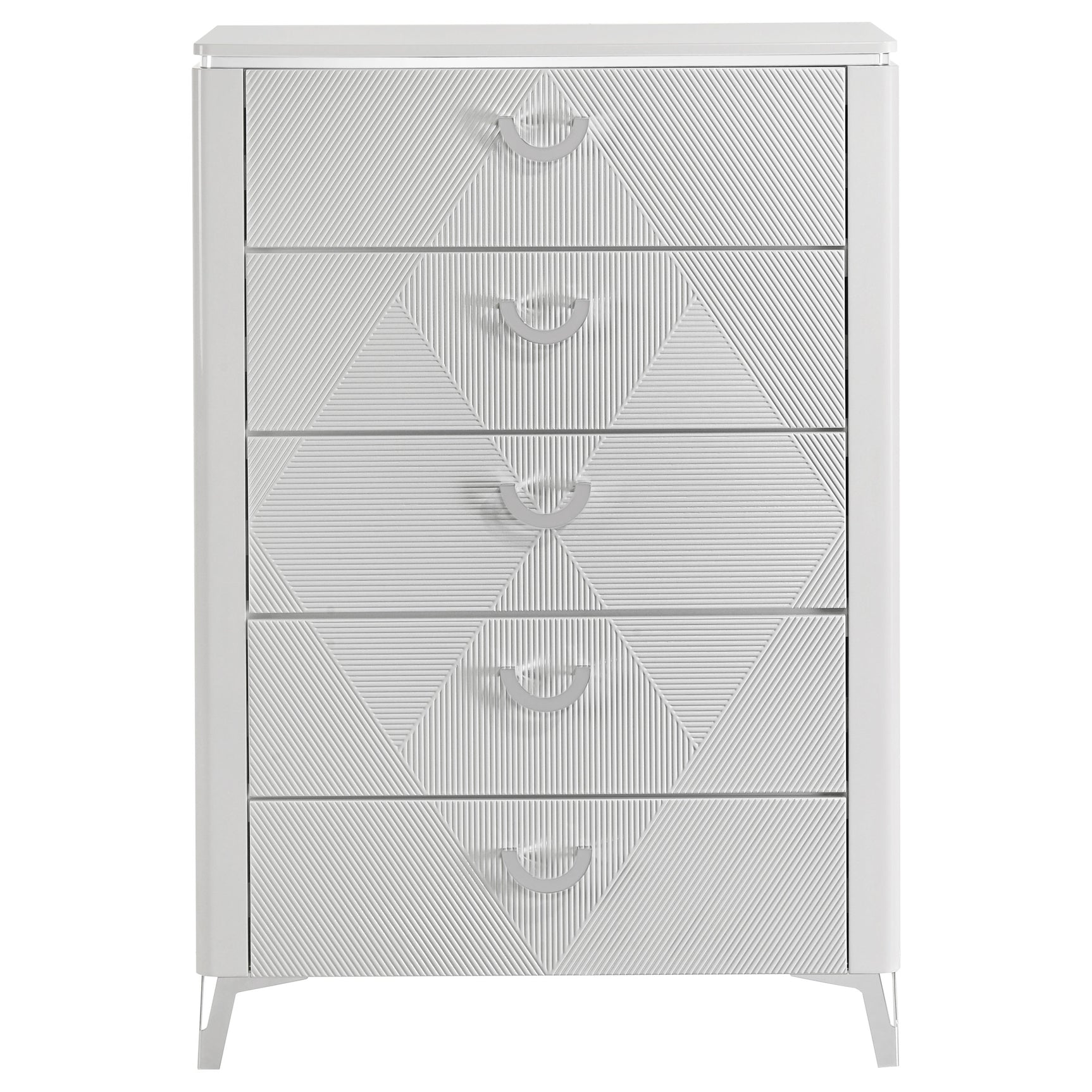 Cassia White High Gloss 5-drawer Bedroom Chest of Drawers - Ornate Home