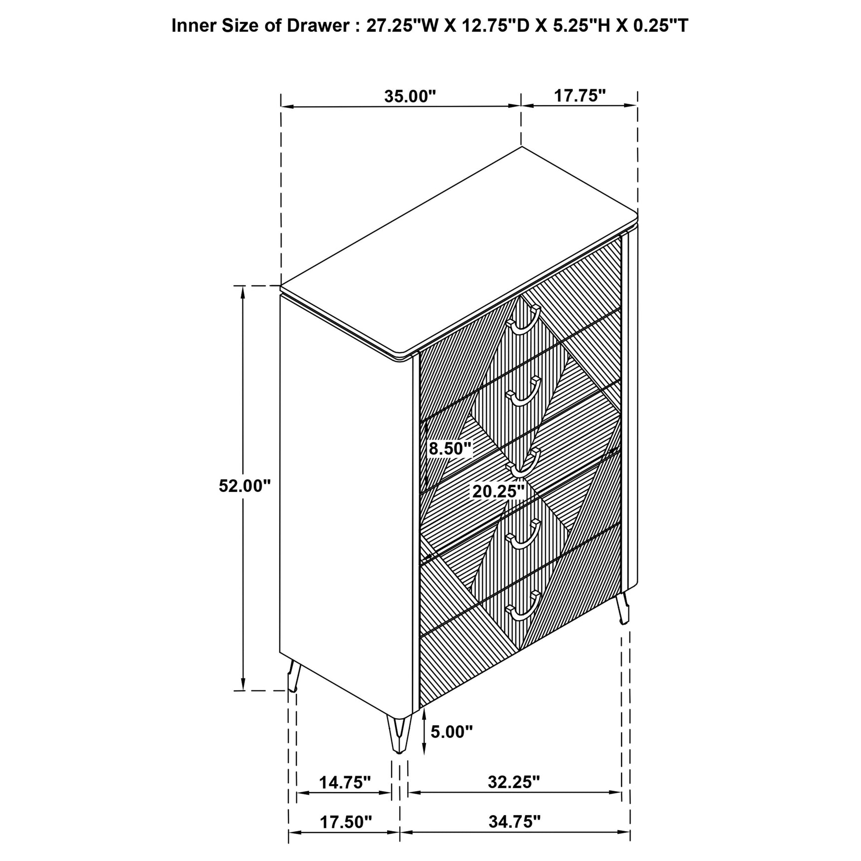 Cassia White High Gloss 5-drawer Bedroom Chest of Drawers - Ornate Home