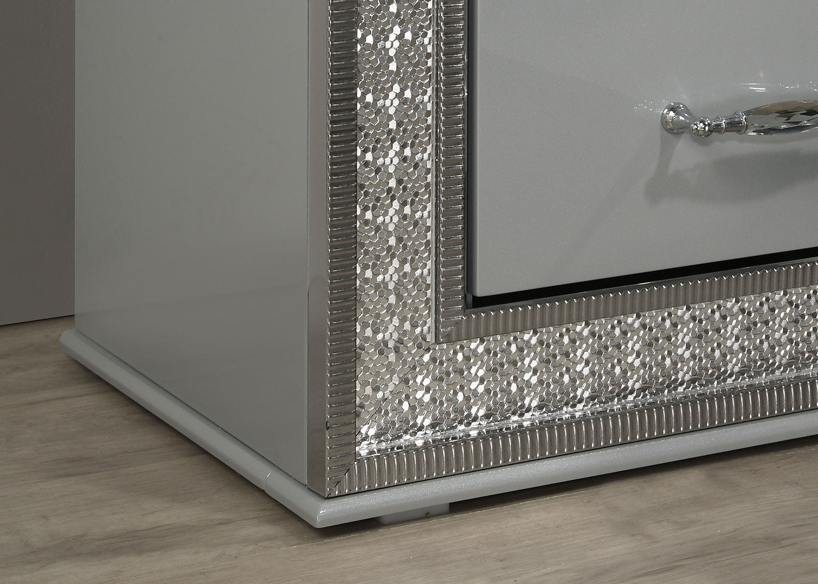 Cassiopeia Metallic Gray Nightstand - Ornate Home