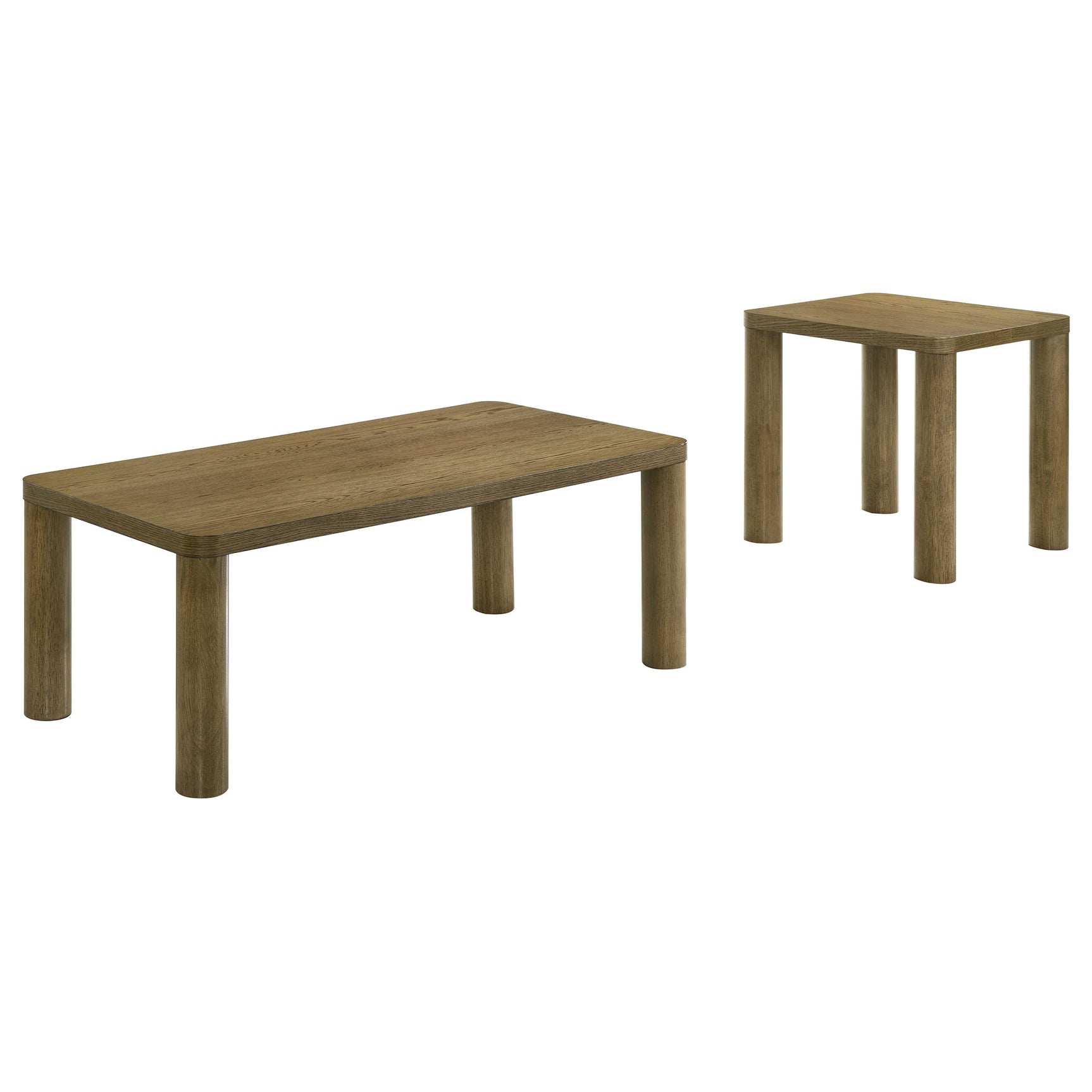 Castlewood Brown Oak 2-piece Cocktail Coffee Table Set - Ornate Home