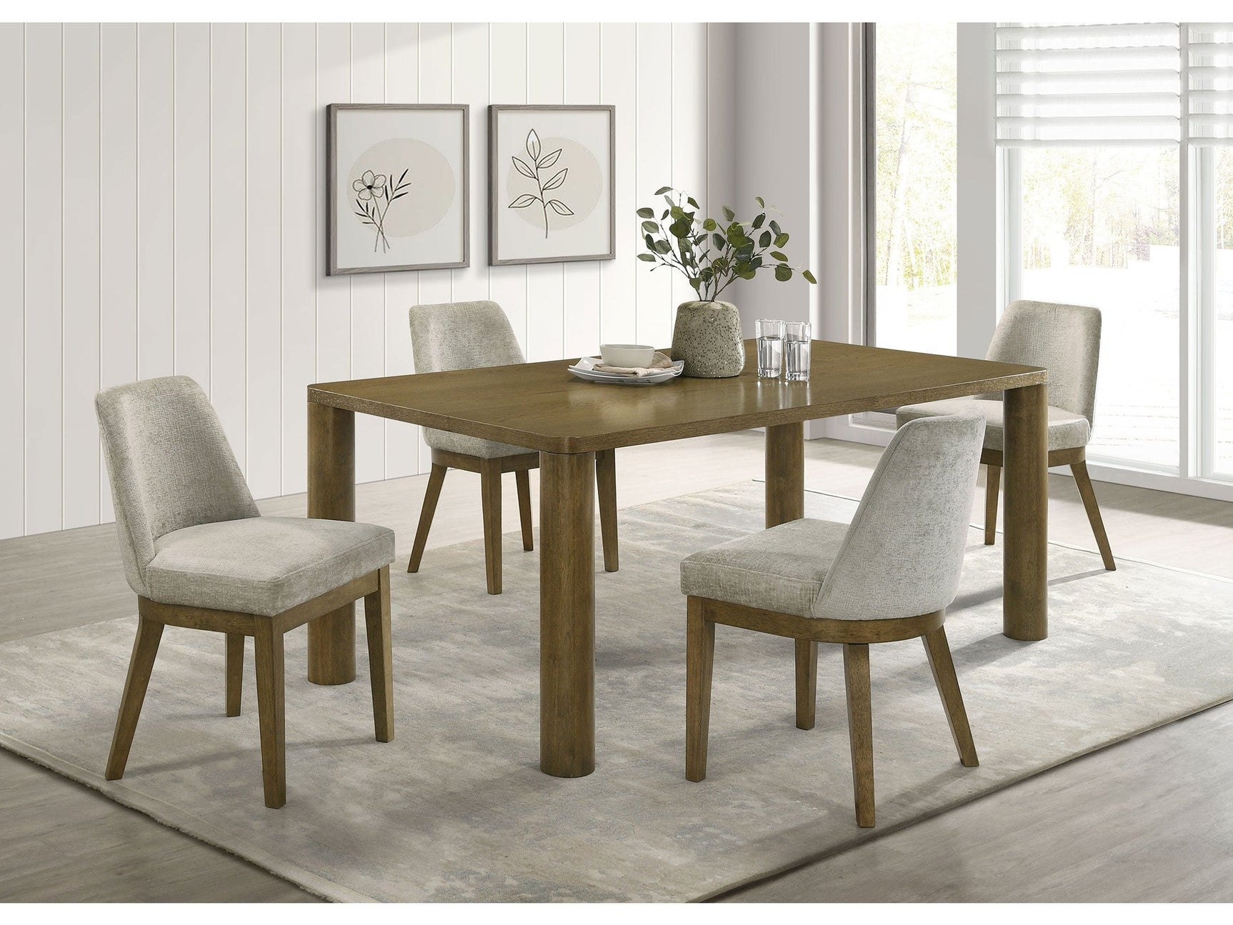 Castlewood Brown Oak 5-piece Dining Room Set - Ornate Home