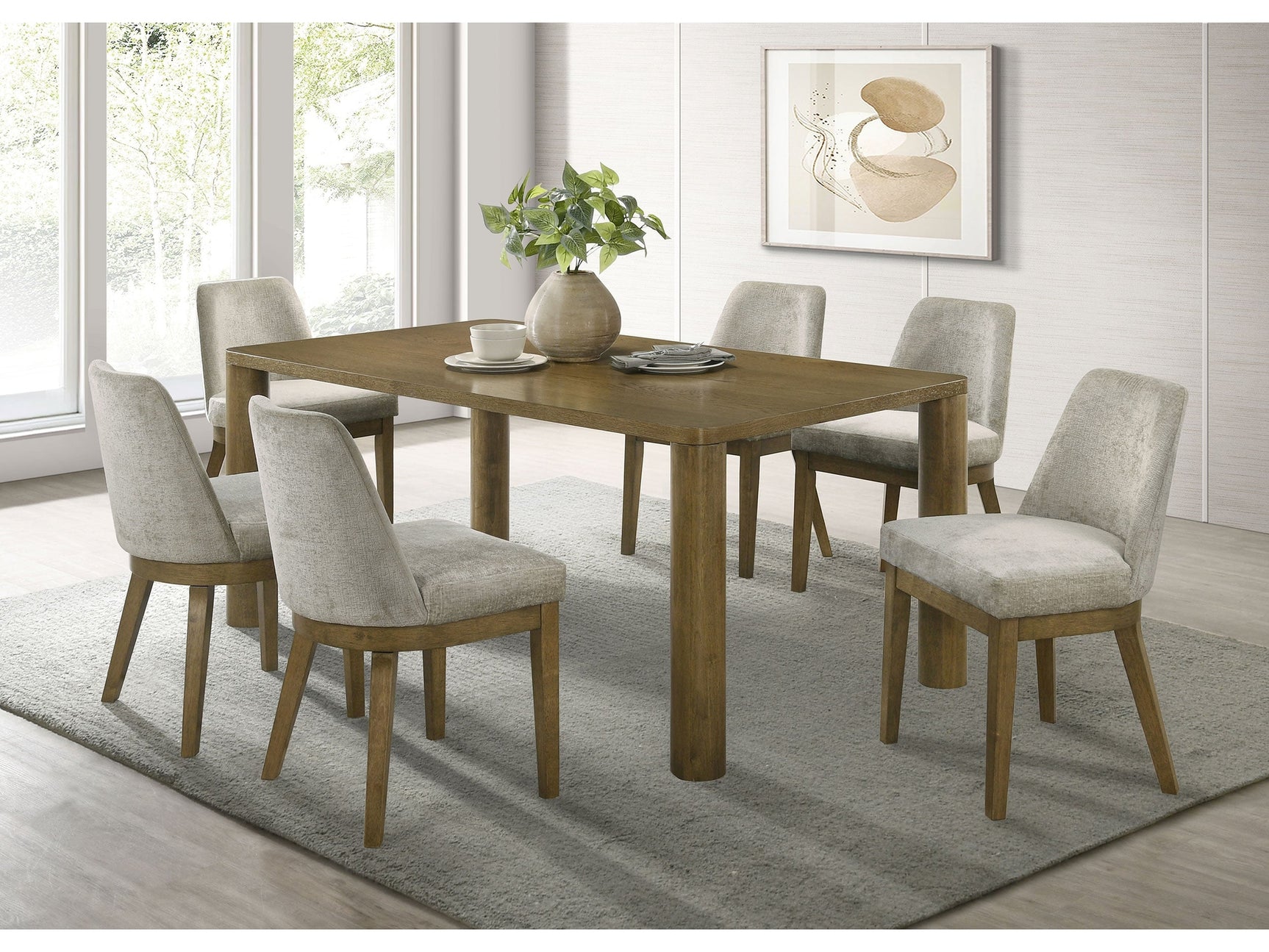 Castlewood Brown Oak 7-piece Dining Room Set - Ornate Home