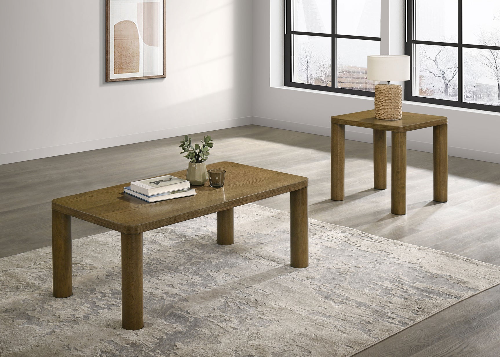 Castlewood Brown Oak Engineered Wood Cocktail Coffee Table - Ornate Home