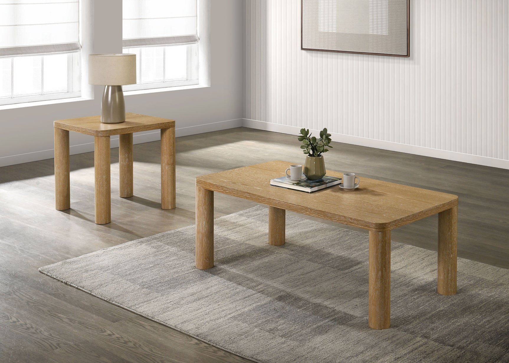 Castlewood Washed Oak Engineered Wood Cocktail Coffee Table - Ornate Home