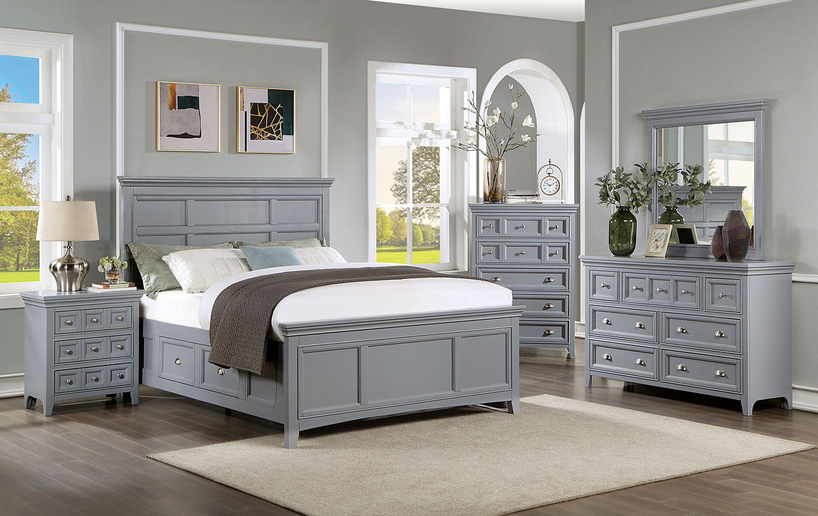 Castlile Gray 4 Pc. Queen Bedroom Set - Ornate Home