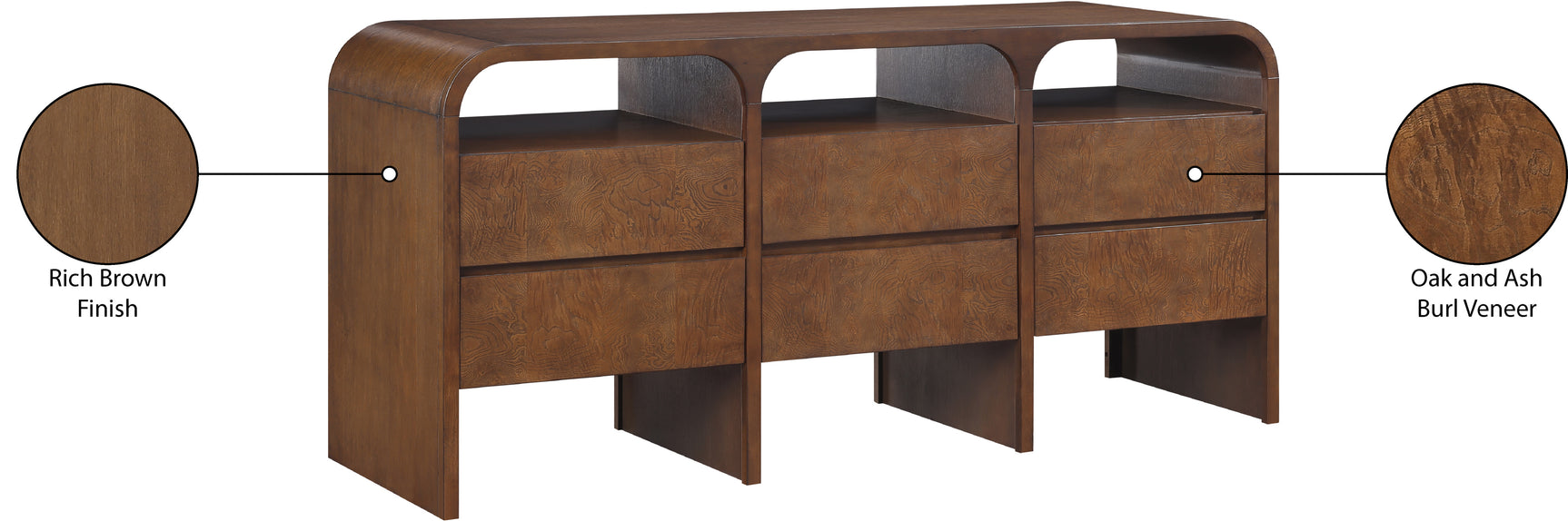 Catalina Brown Wood And Veneer Dresser - Ornate Home