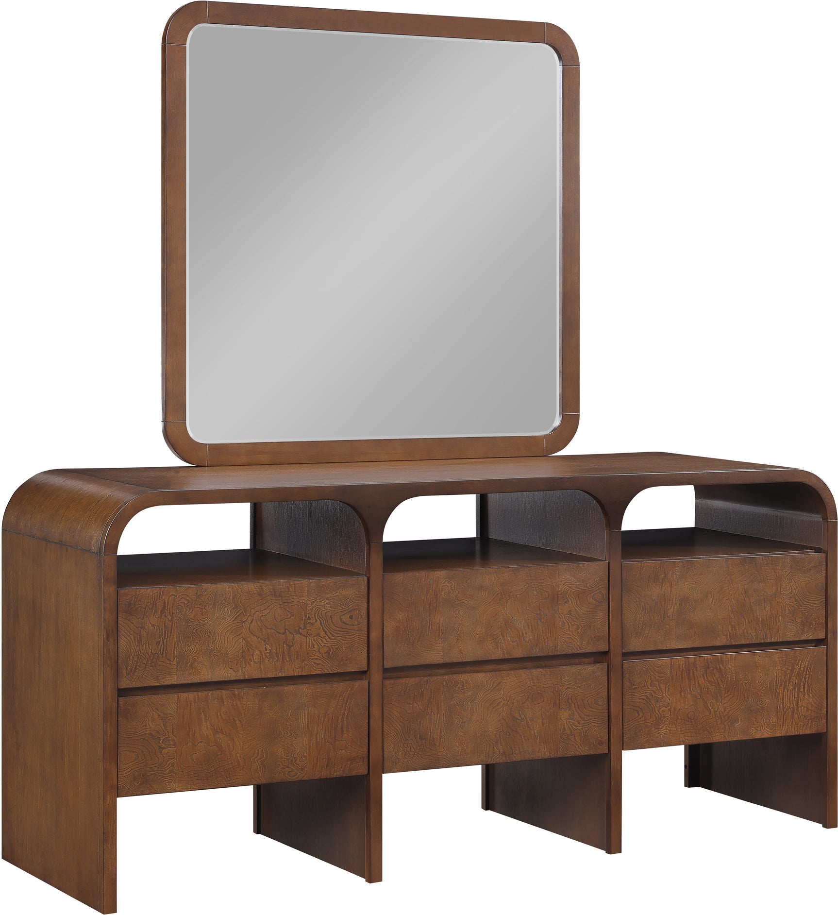 Catalina Brown Wood And Veneer Mirror - Ornate Home