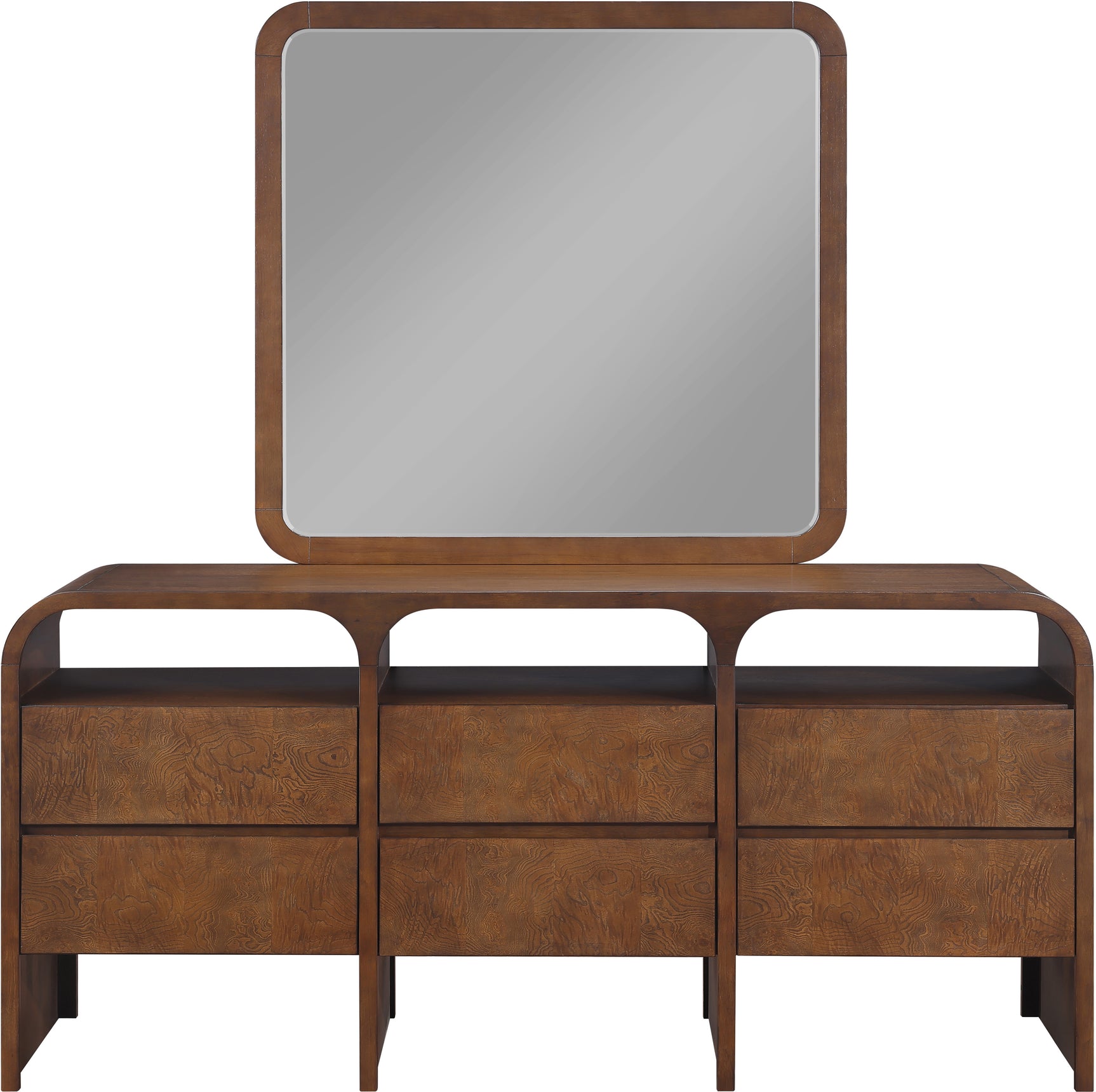 Catalina Brown Wood And Veneer Mirror - Ornate Home