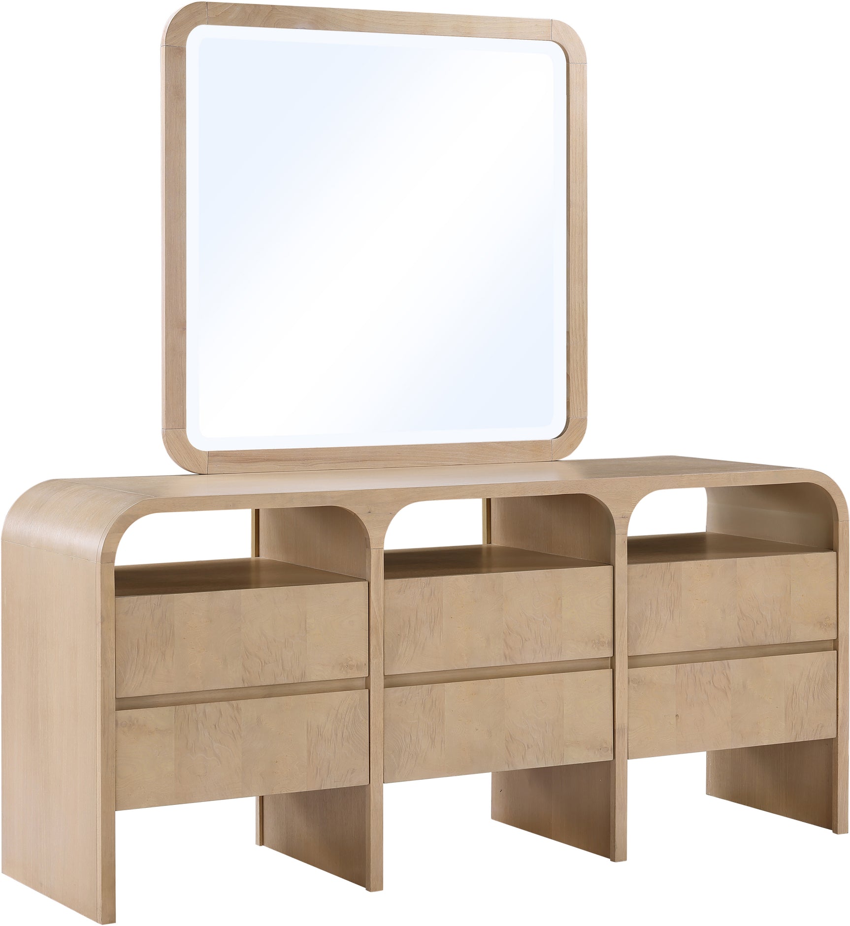 Catalina Natural Wood And Veneer Mirror - Ornate Home