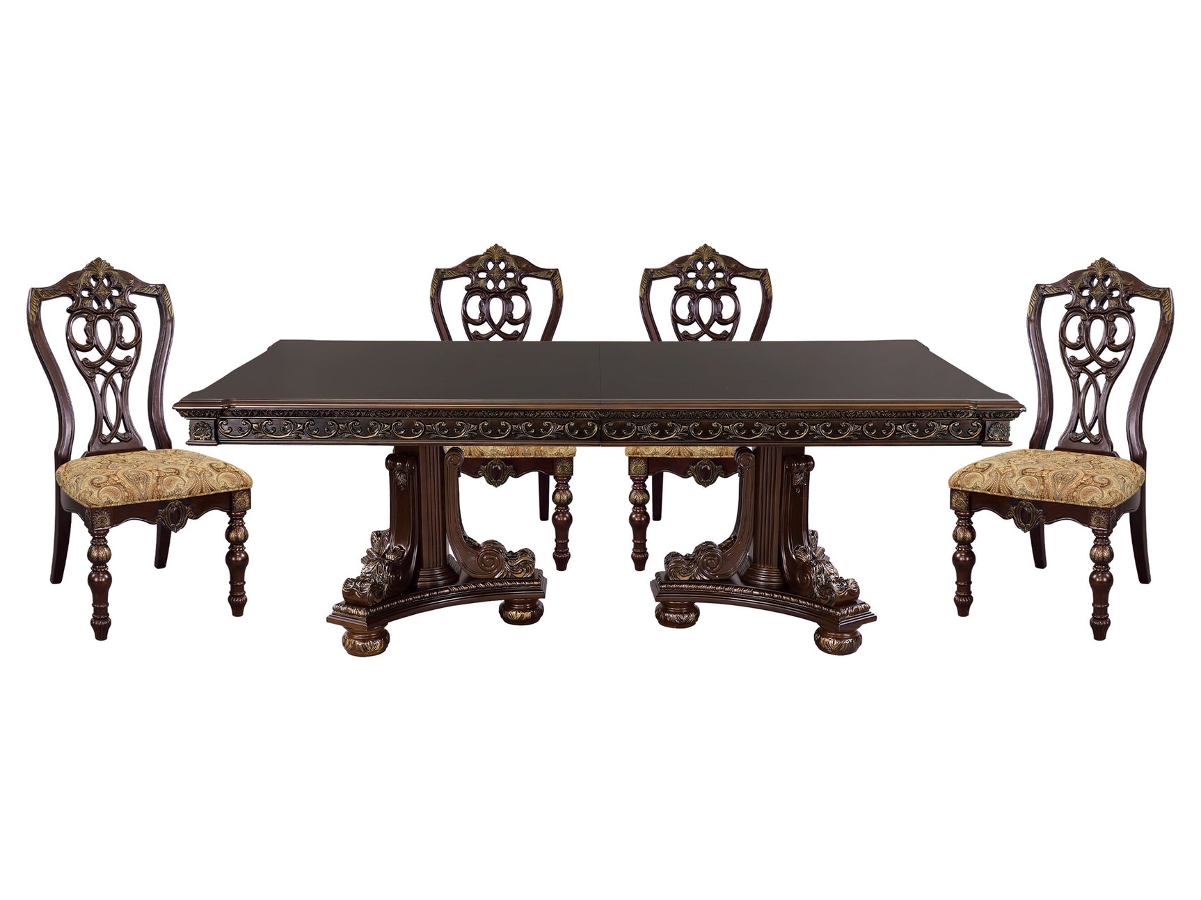 Catalonia Dark Cherry 5-piece Dining Table Set - Ornate Home