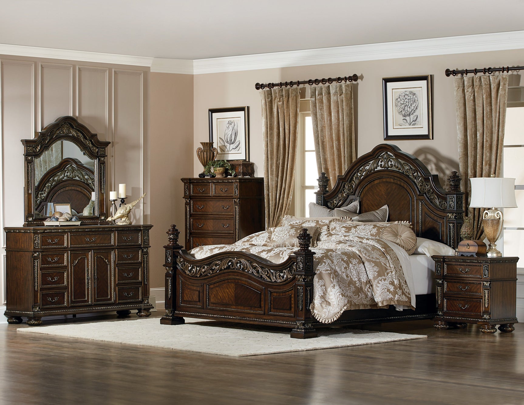 Catalonia Dark Cherry California King Bed - Ornate Home