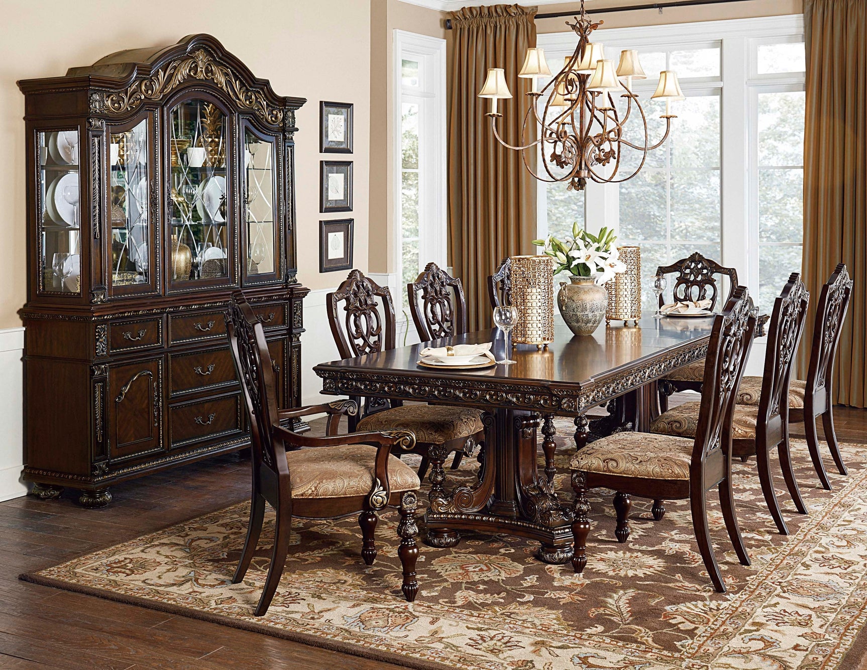 Catalonia Dark Cherry Dining Arm Chair (Set of 2) - Ornate Home